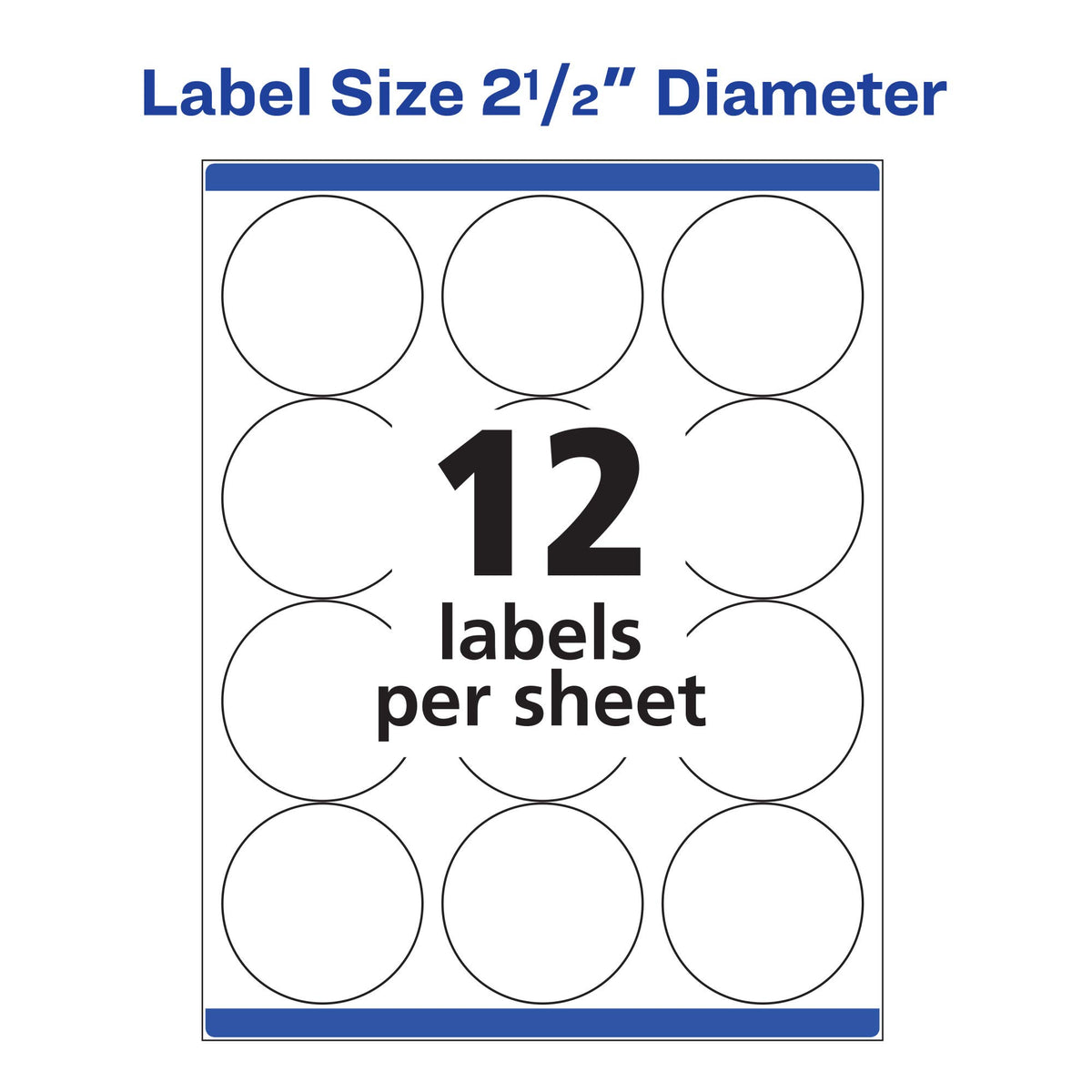Avery® Round Printable Labels, 2.5" Diameter, Matte White, Sure Feed® Technology, Laser & Inkjet Compatible, 300 Blank Labels Total, Great for Branding, Packages, School Supplies, and More (5294)