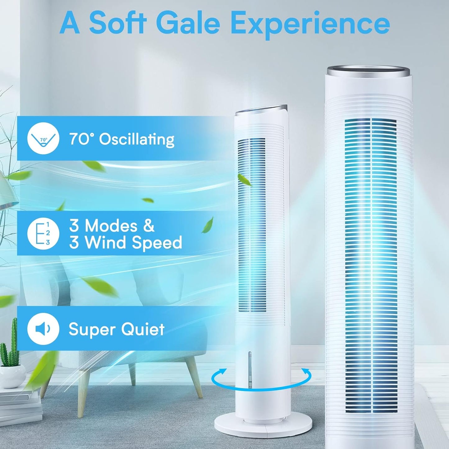 NEW - Evaporative Cooler - 40" Portable Air Conditioner with 70Â° Oscillating & Humidifying, 3 Speeds & 3 Modes, 8H Timer, Cooling Tower Fan with Remote,2 Ice Boxes, Quiet Swamp Cooler for Rooms,office - Retail $169