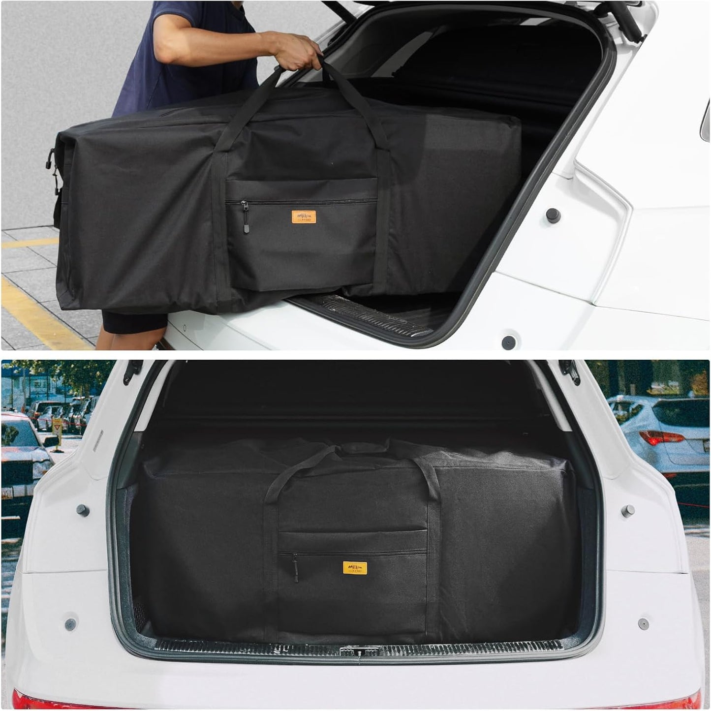 47 inch Foldable Oversized Zipper Duffel Bag, Travel Outdoor Camping Bag, Sports Equipment Storage Bag, Waterproof and Scratch Resistant, Black