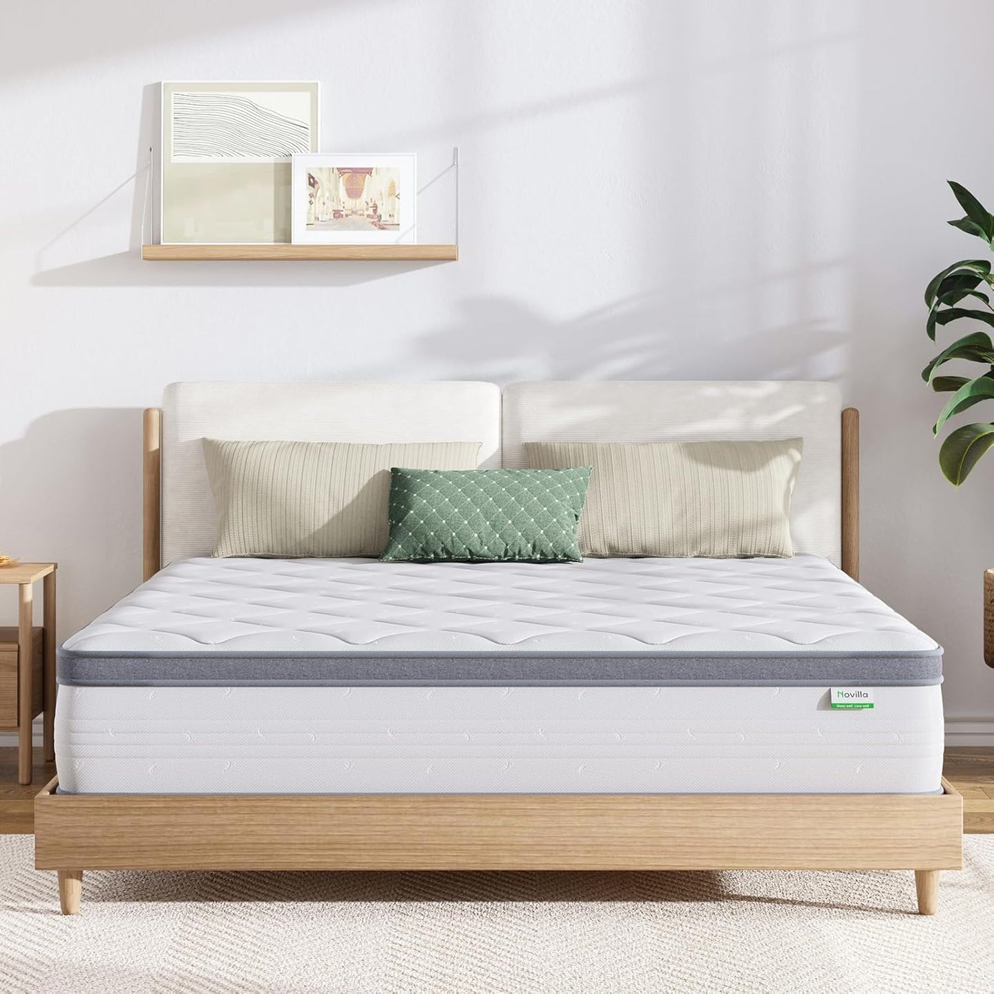 NEW - Novilla KING 12 INCH HYBRID Mattress with Comfort Foam, Innerspring Pillow Top King Mattress in a Box, King Size Mattress for Pressure & Pain Relief, Soft Feel but Supportive - Retail $250