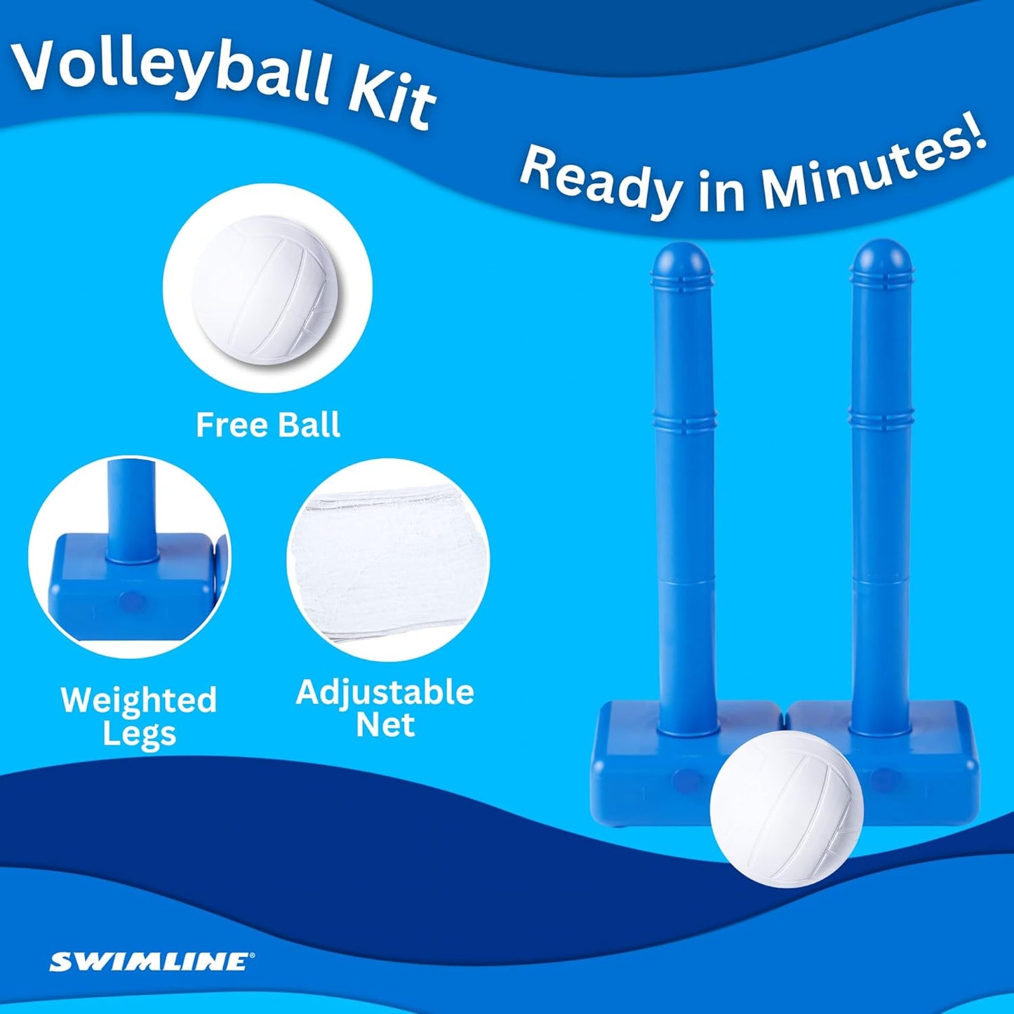NEW - Swimline Molded Cross-Pole Volly, One Size - Retail $49