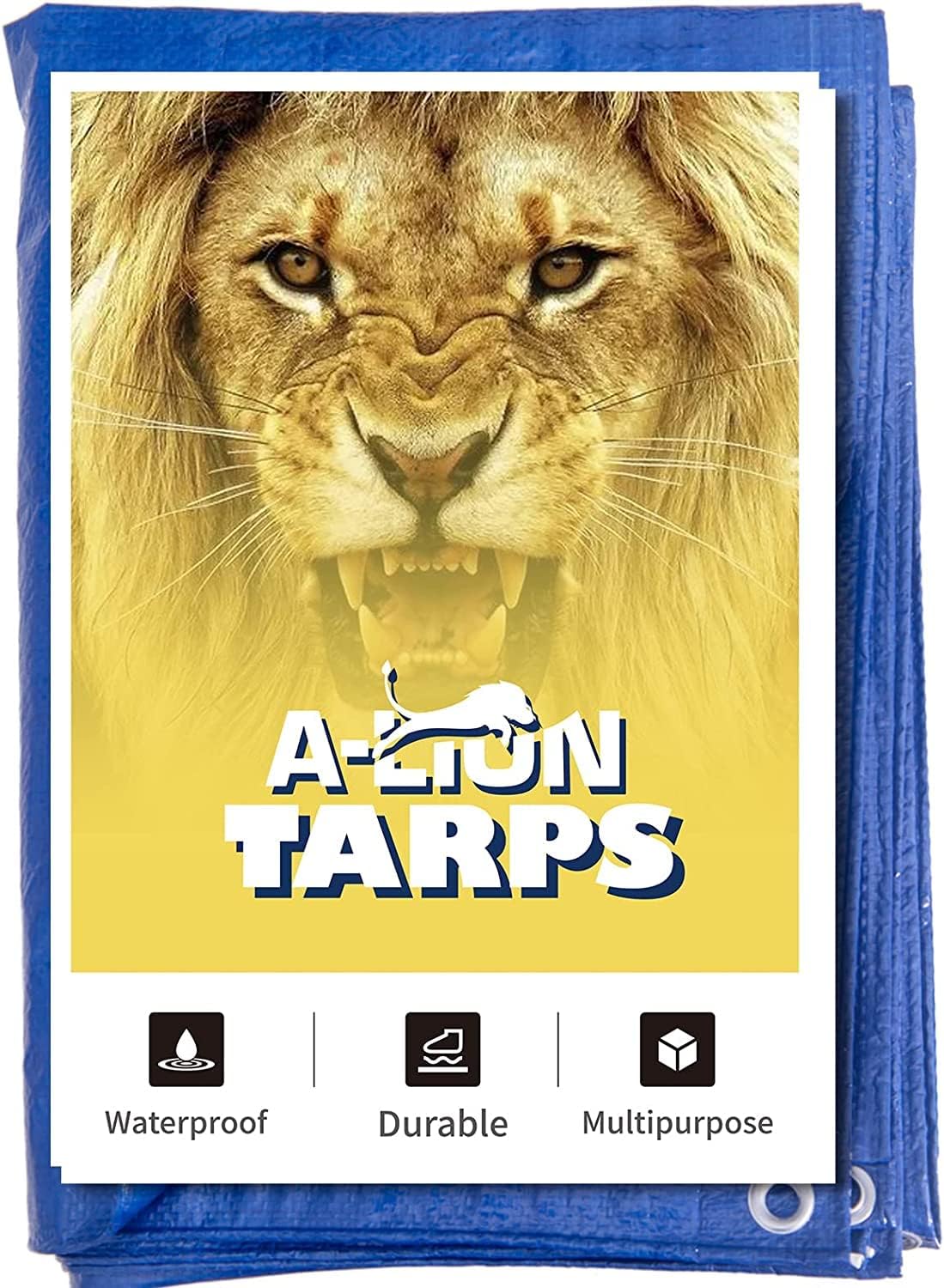 NEW - 50x100 7 Mil Tarp Cover, Waterproof, UV Resistant, Rip and Tear Proof, Poly Tarpaulin with Reinforced Edges for Roof, Camping, Patio, Pool Cover, Boat, Blue - Retail $222