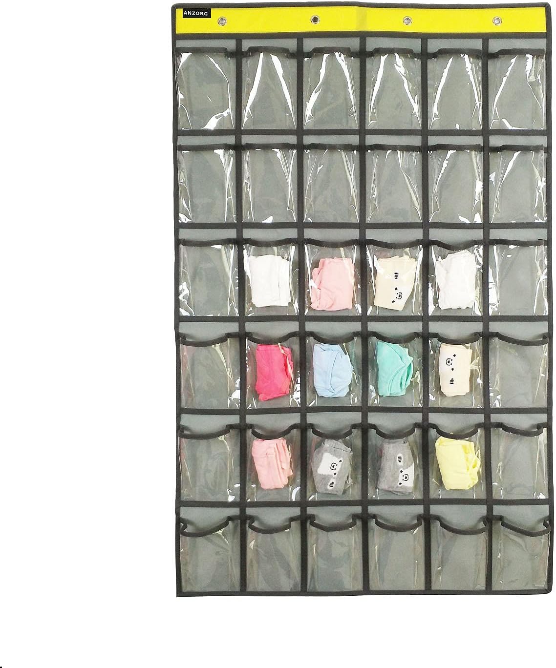 Classroom Cell Phones Organizer Calculators Holder Over Door Hanging Jewelry Organizer Closet Underwear Sock Storage with 36 Clear Pockets