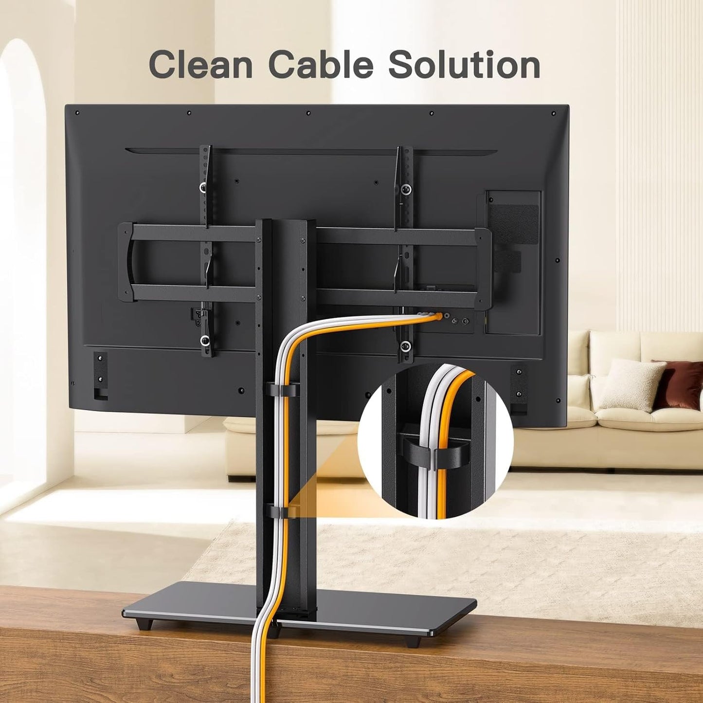 Marsail Universal TV Stand Base for 44-85 Inch LCD OLED Flat/Curved Screen TVs-Height Adjustable/Tall/Larger Table Top TV Stand Mount with Cable Management, VESA 800x400mm