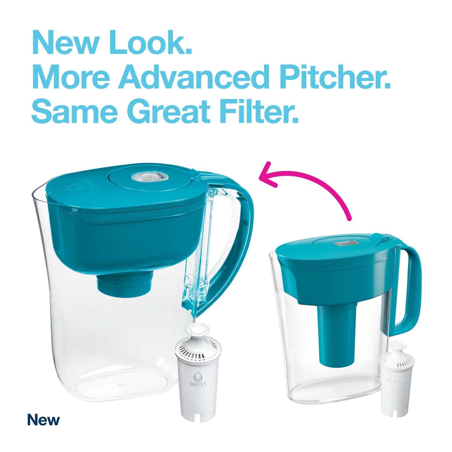 NEW - Brita Water Filter Pitcher for Tap and Drinking Water with 1 Standard Filter, Lasts 2 Months, 6-Cup Capacity, BPA Free, Turquoise