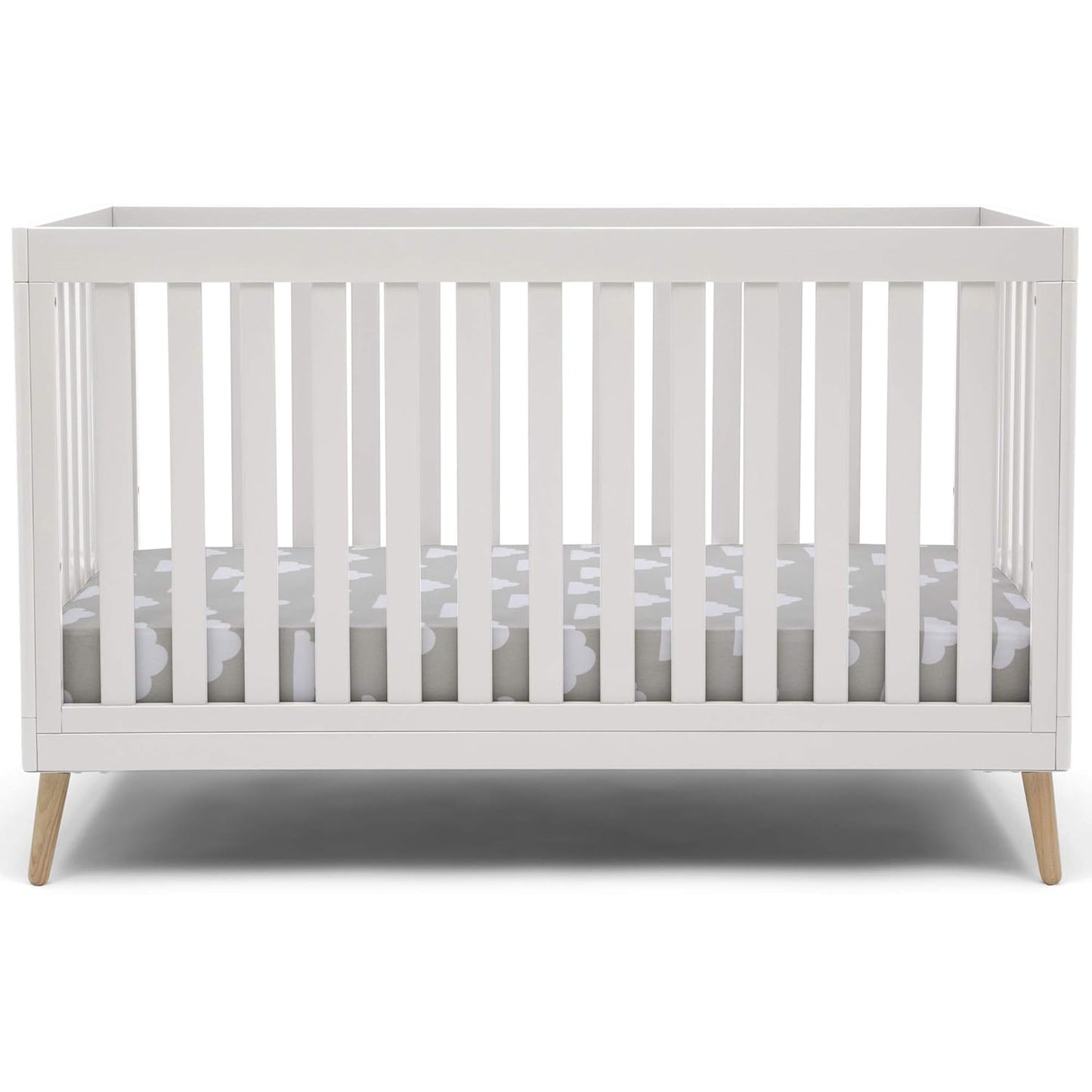 NEW in BOX - Delta Children Essex 4-in-1 Convertible Baby Crib, Bianca White with Natural Legs - Retail $174