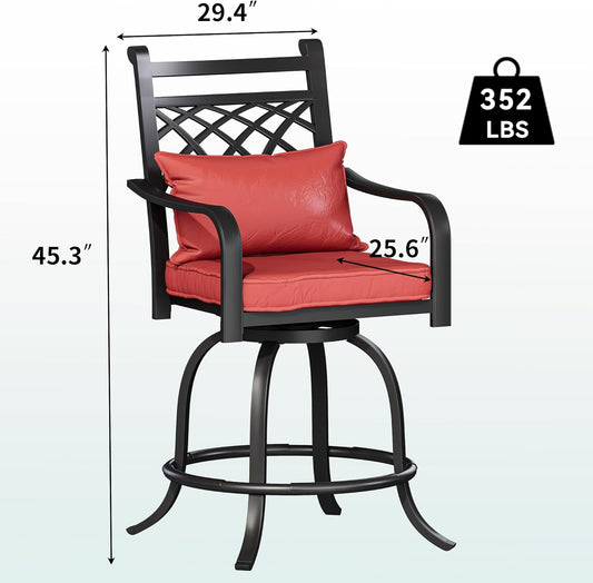 NEW - YITAHOME Metal Outdoor Bar Stool, Heavy Duty Patio Bar Stool w/Max Bearing 352 Lbs, E-Coated Outdoor Swivel Bar Stool