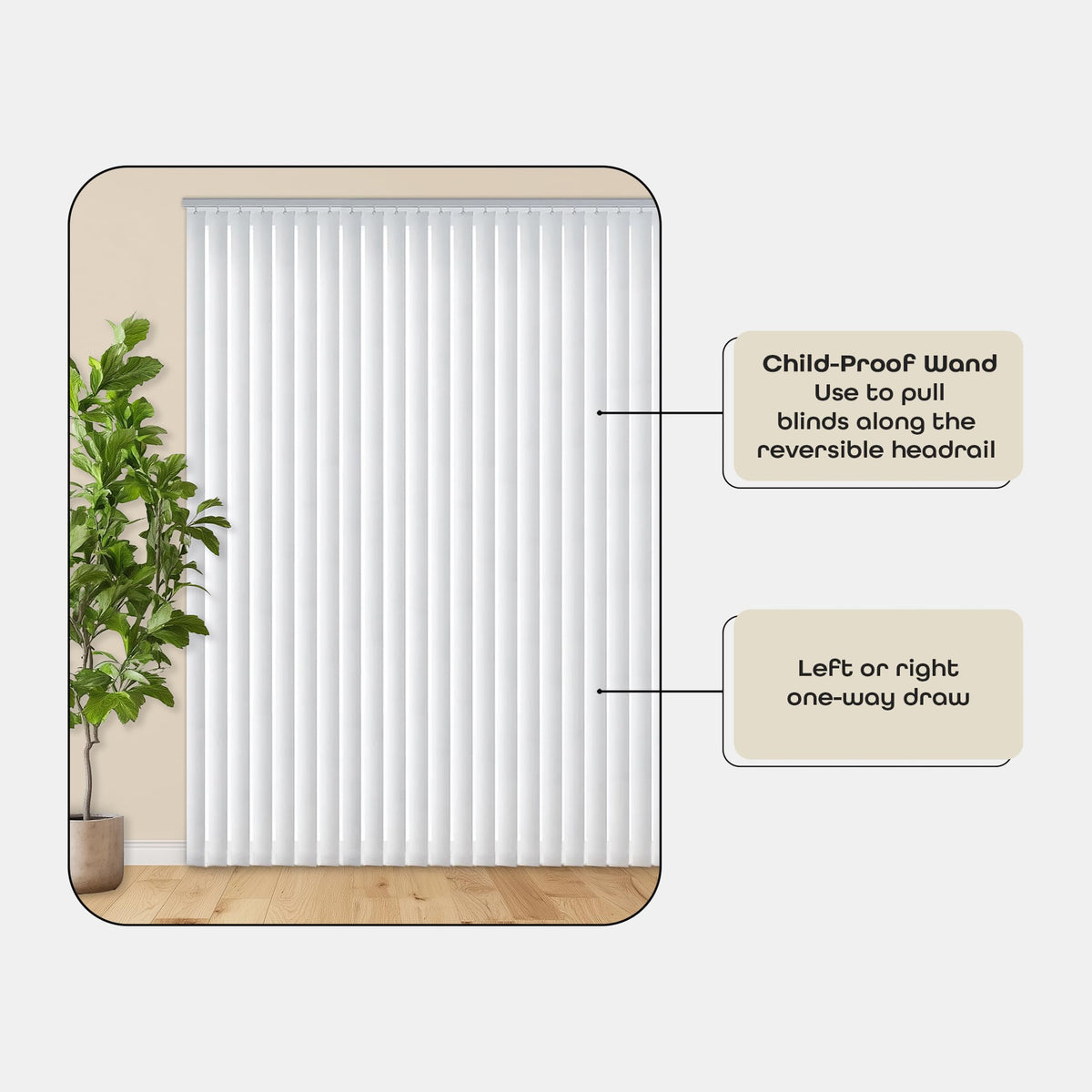 Vertical Hard Window Patio Blinds - White, 84" L x 78" W Plain & 3-1/2-Inch Vane - Easy Installation for All Patio Doors, Hardware Included - Aluminum Track for Durability, Anti-Static Slats