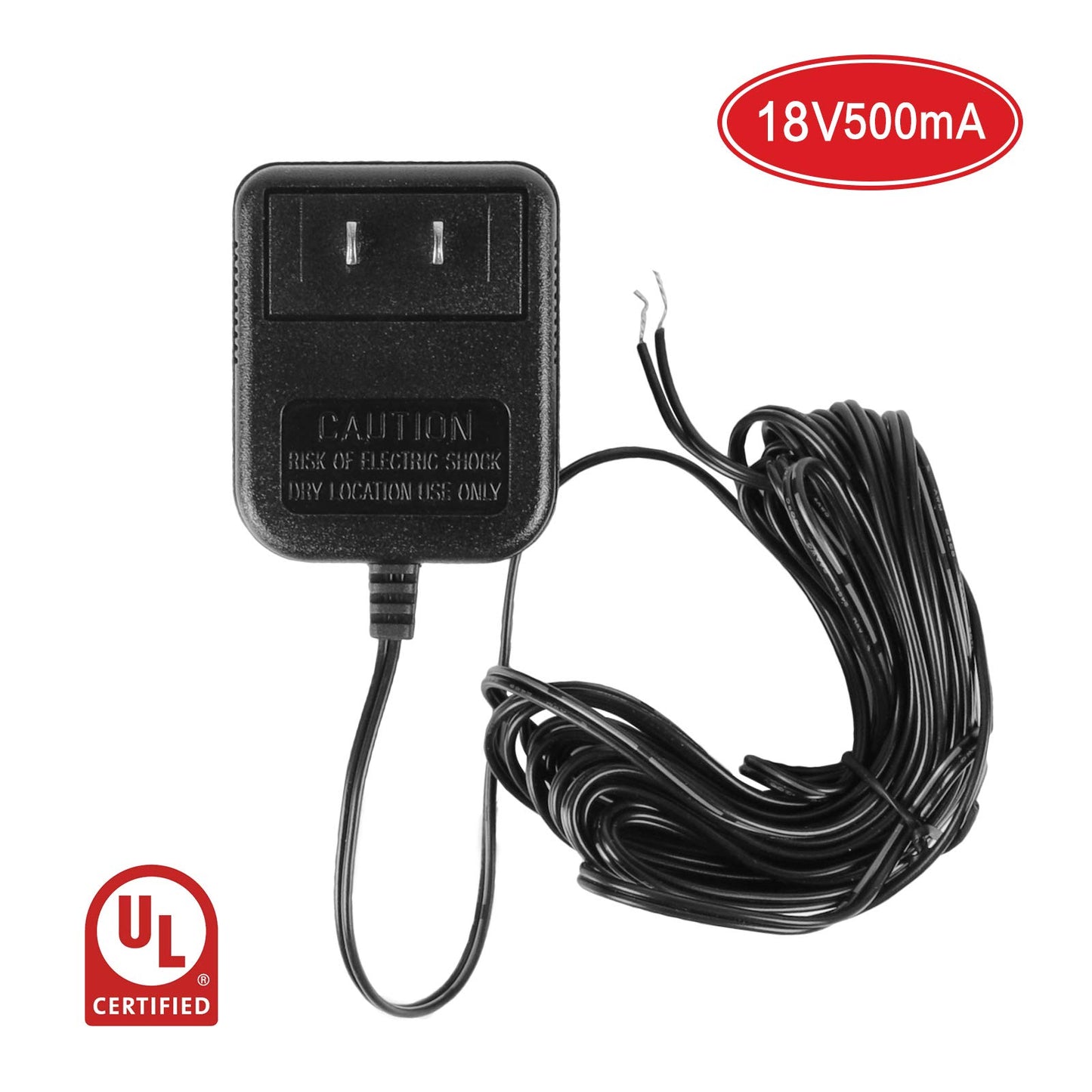 AC 18V 500mA Doorbell Transformer,Ring Power Adapter Wired Door Bell Power Supply for Video Doorbell Ring 1/2/2 Pro and Thermostats,5m/16.4ft Cable
