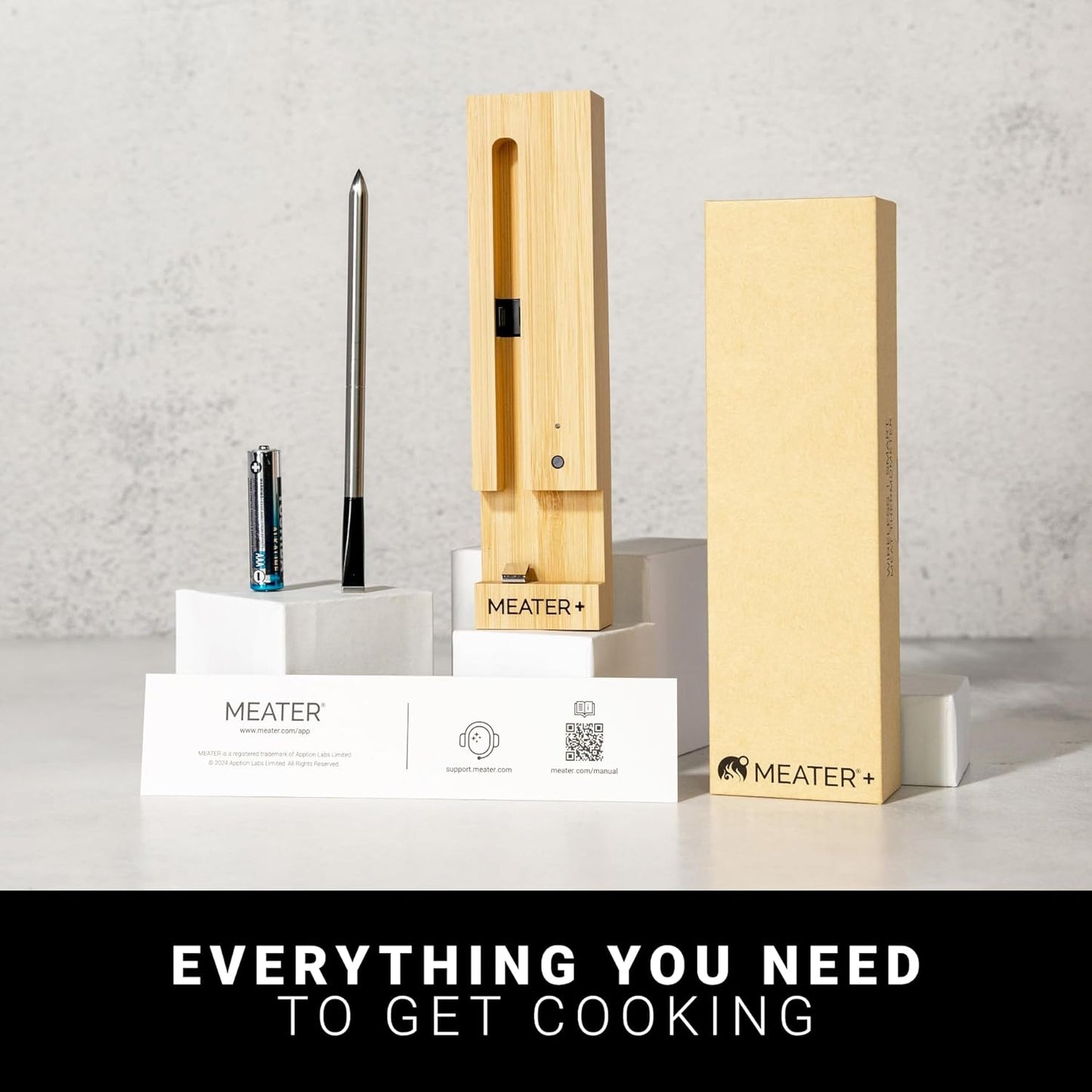 NEW - MEATER Plus: Smart Bluetooth Wireless Meat Thermometer Digital | BBQ, Grill, Oven, Smoker, Air Fryer, Kitchen | Perfect for Steak, Chicken, Turkey, and More | Delicous Recipes in App