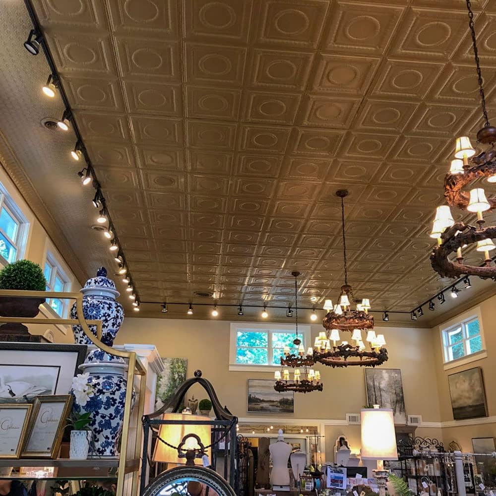 Shanko SKPC503-lnop-24x24-N-6 Victory Stamped Metal Nail-up Tin Ceiling Tile (24 sq. ft), Lincoln Copper, Pack of 6 - Retail $129