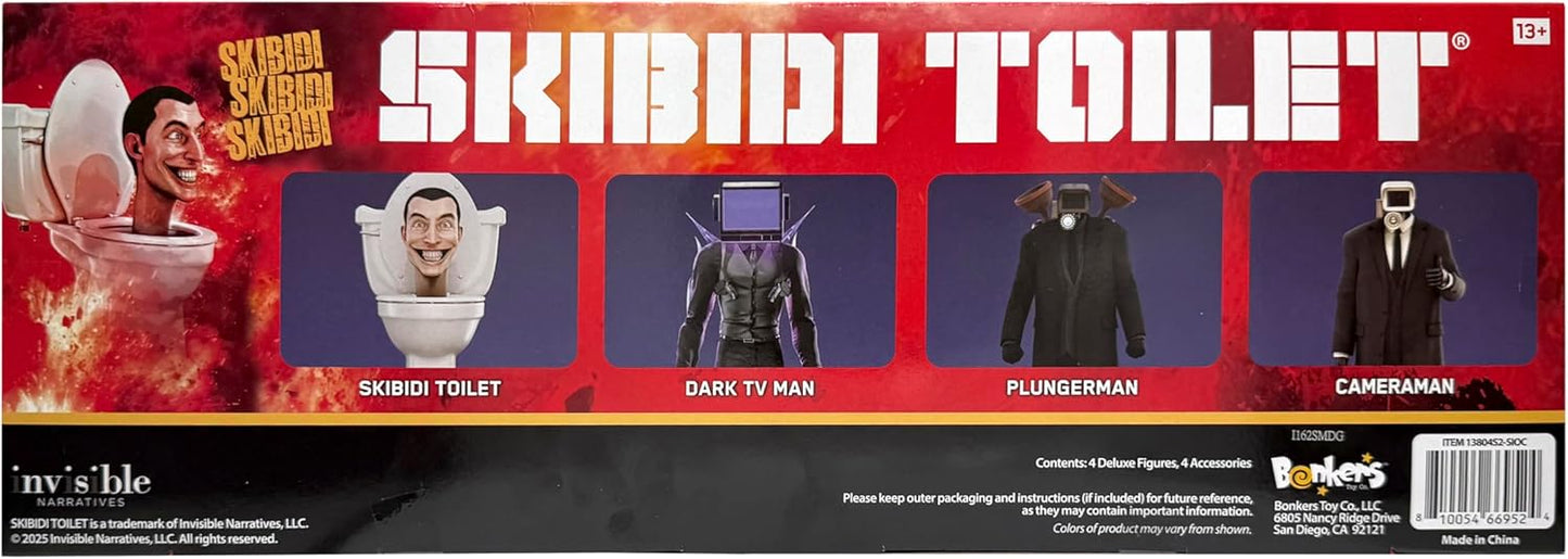 SKIBIDI TOILET Deluxe 6 inch Figure,Series 2, Collector Pack of 4, Collectible Figures, Officially Licensed Merch Amazon Exclusive