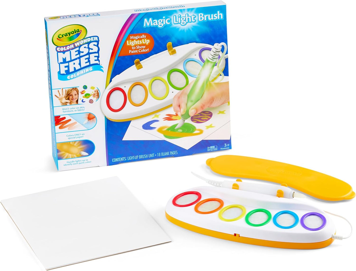 Crayola Color Wonder Magic Light Brush, Mess Free Painting Station for Kids, Gift for Kids, Toddler Toys & Activities, Ages 3, 4, 5