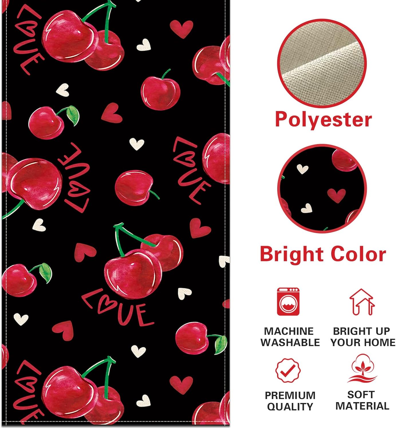 Valentines Day Table Runner Heart Table Runner for Kitchen Dining Table Decoration Anniversary Wedding Indoor Outdoor Home Decor Party Supplies 13 x 72 Inch Black