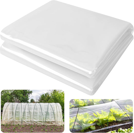 UNIFAMILY 6Mil Greenhouse Plastic Sheeting, Heavy Duty Greenhouse Covering Plastic, 9.8 x 6.5Ft Clear Green House Plastic Covering Film, Resistant Polyethylene Film for Farm Garden