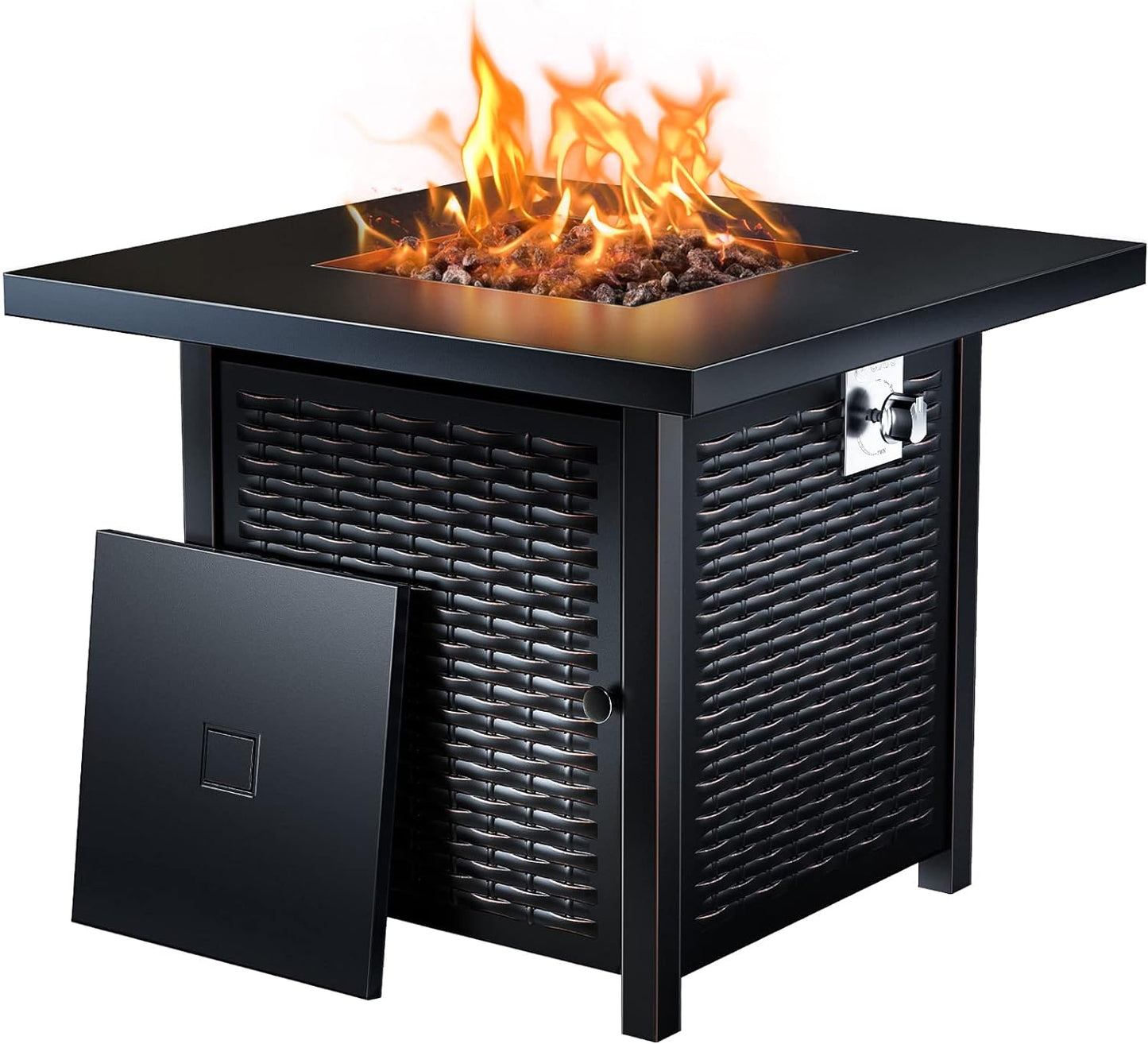 NEW W/ Dmg - Ciays Propane Fire Pits 32 Inch Outdoor Gas Fire Pit, 50,000 BTU Steel Fire Table with Lid and Lava Rock, Add Warmth and Ambience to Gatherings and Parties On Patio Deck Garden Backyard, Black - Retail $179