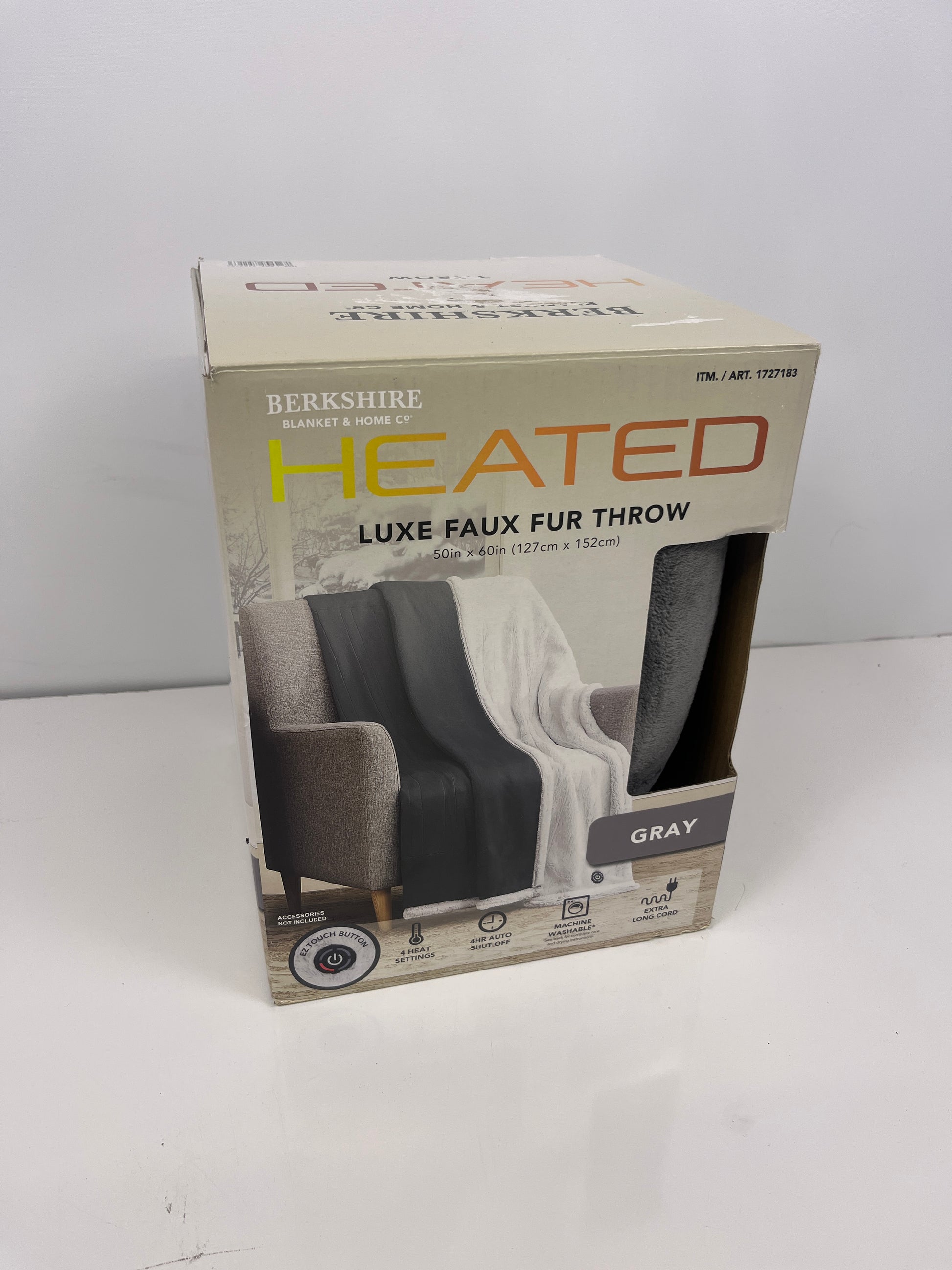 Berkshire Blue/Grey Life Heated Throw - Retail $29