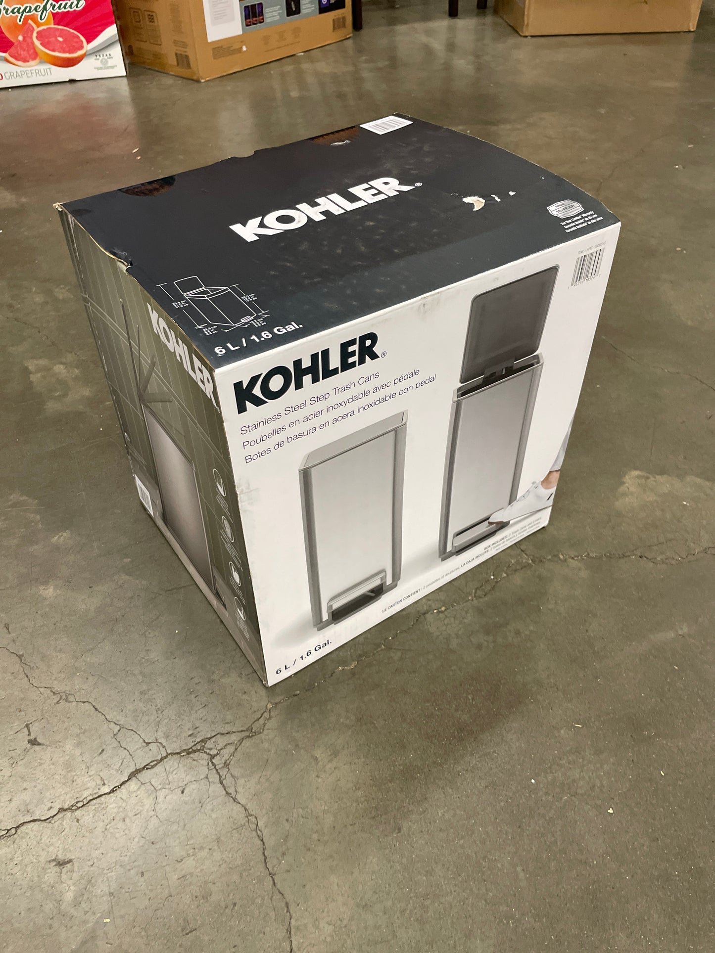KOHLER 2 PACK 6L STEP CAN - Retail $29