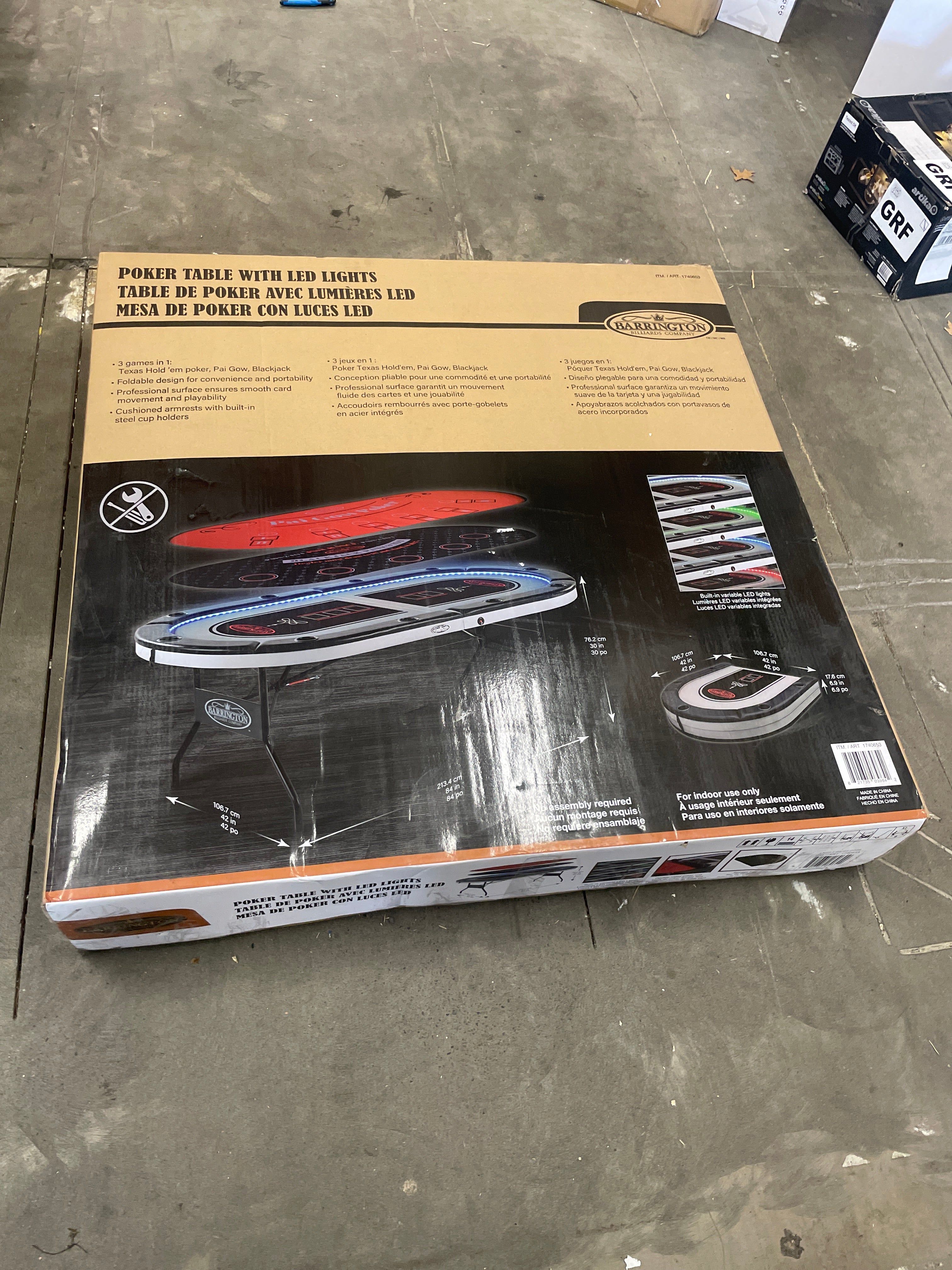 Barrington 10-player Poker Table with LED Lights – PDX Deals