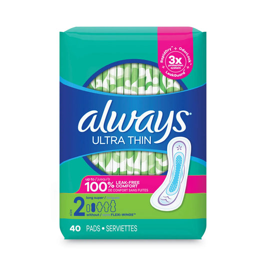 Always Ultra Thin Pads, Super Long, 40/Pack, 6 Packs/Carton (PGC59874) - Retail $45