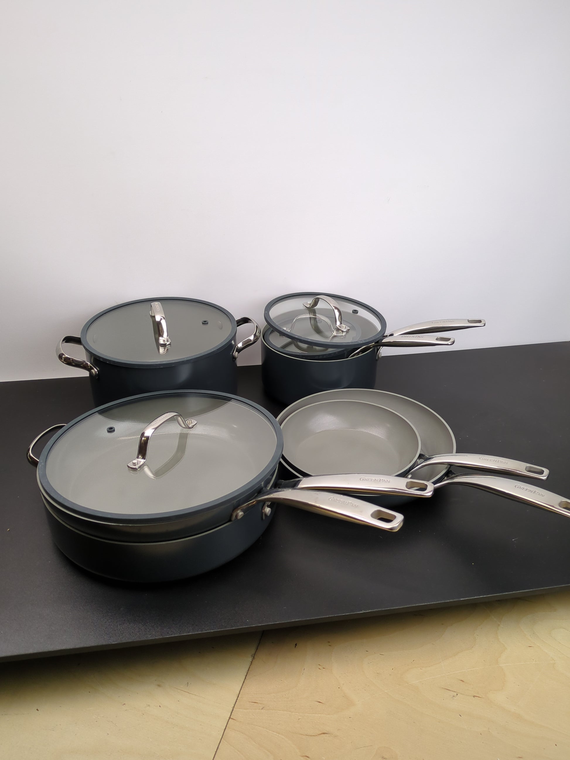 GreenPan Eras White Ceramic Non-Stick 11-piece Cookware Set - Retail $215