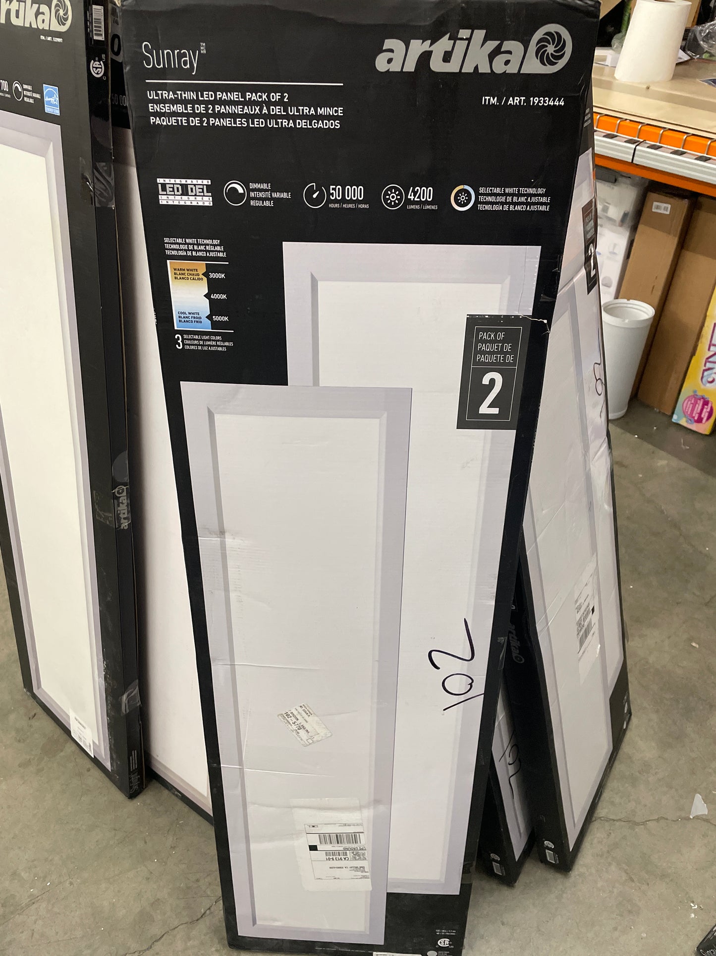 Artika Sunray 1'x4' Flat Panel LED Light, 2-pack