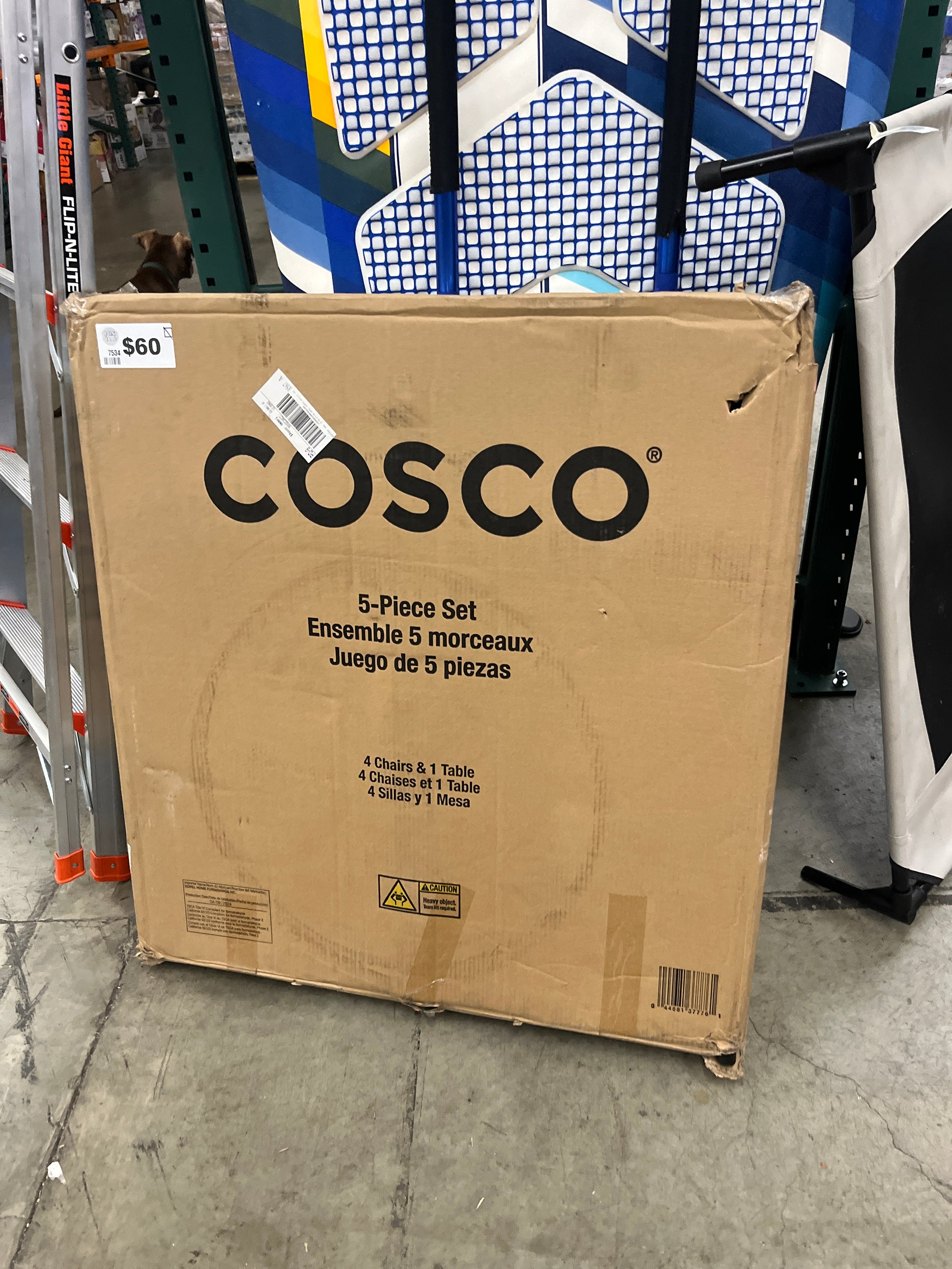 COSCO 5-Piece Folding Table and Chair Set, Black - Retail $219