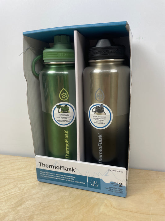 ThermoFlask 40oz. Insulated Stainless Steel, 2-pack - Retail $30
