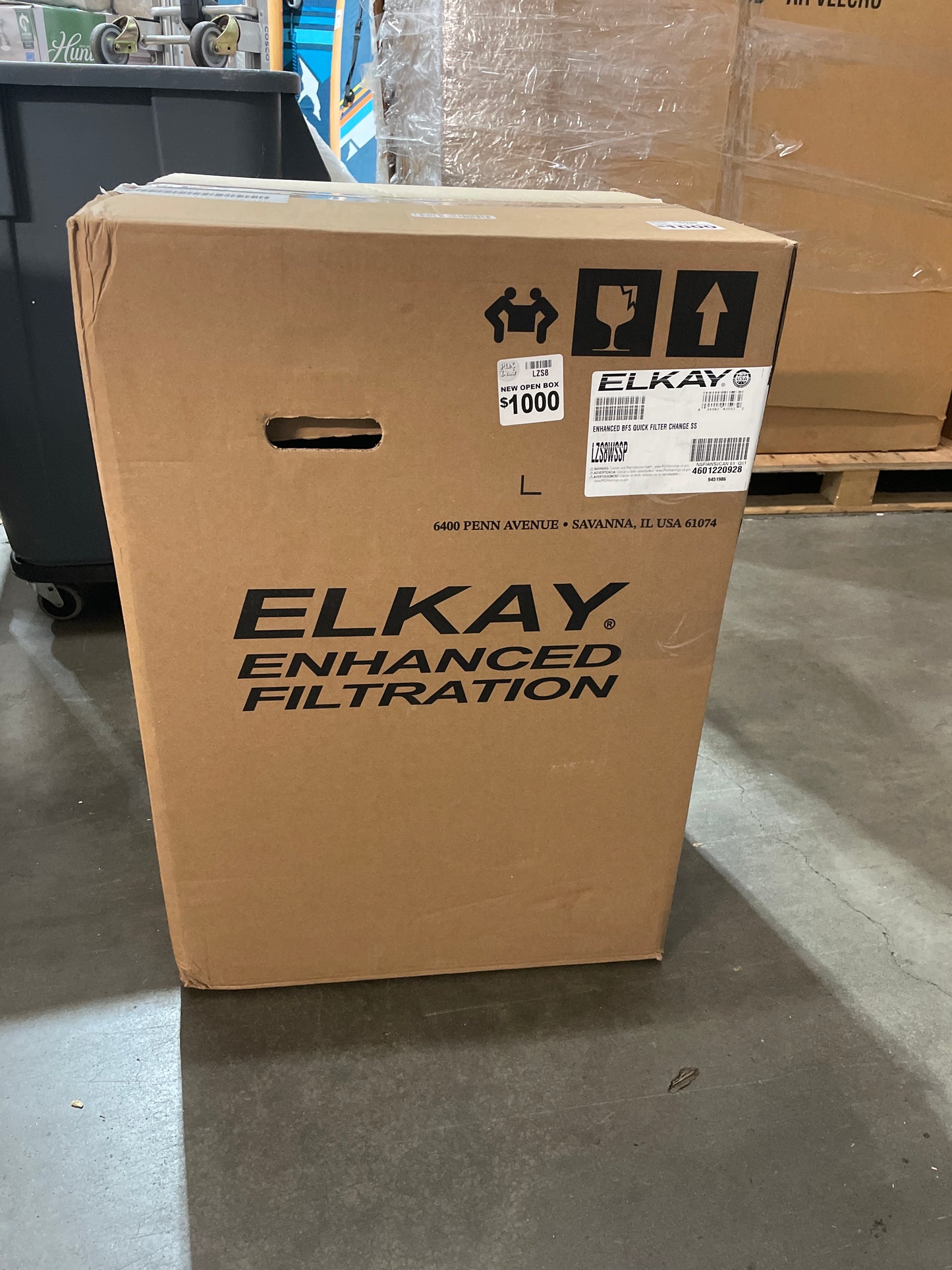 NEW - Elkay LZS8WSSP Enhanced Bottle Filler & Single ADA Cooler Refrigerated Stainless High Capacity Lead Drop Down Wrapper