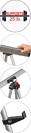 Office Depot® Brand Presentation Easel, 35-1/2"-65"H, Silver With Chart Holder