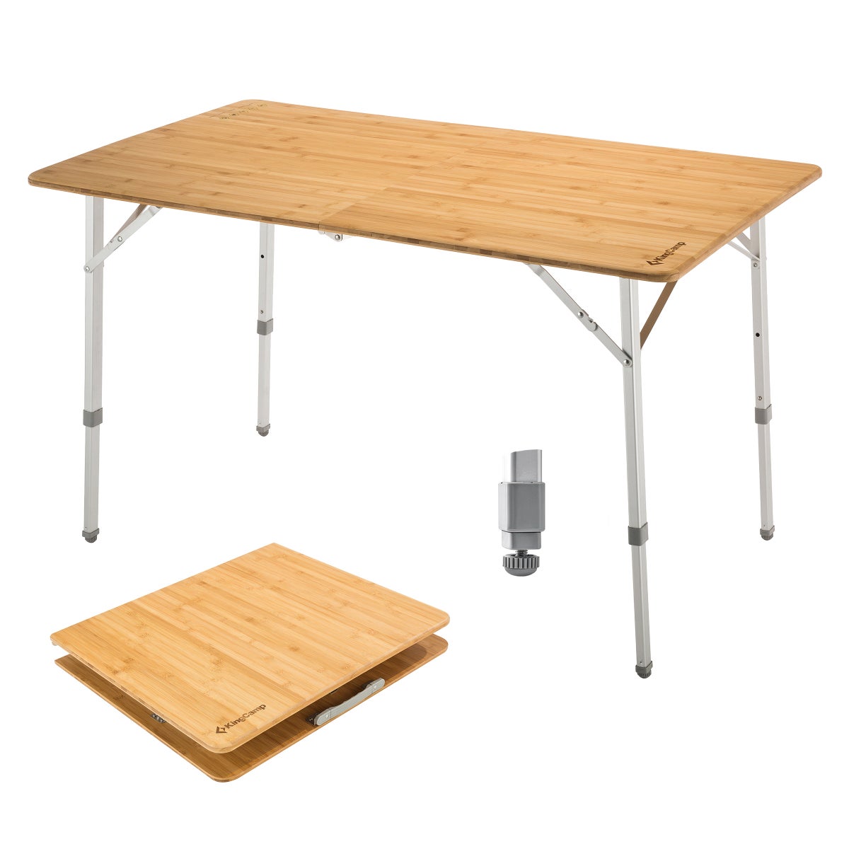 KingCamp Bamboo Folding Adjustable Height Portable Camping Table