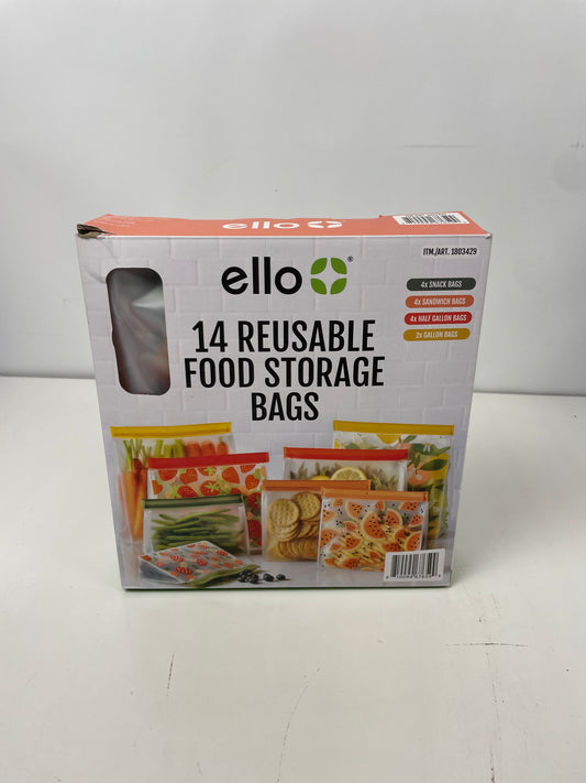 Ello Reusable Food Storage Bags, 14-piece - Retail $13