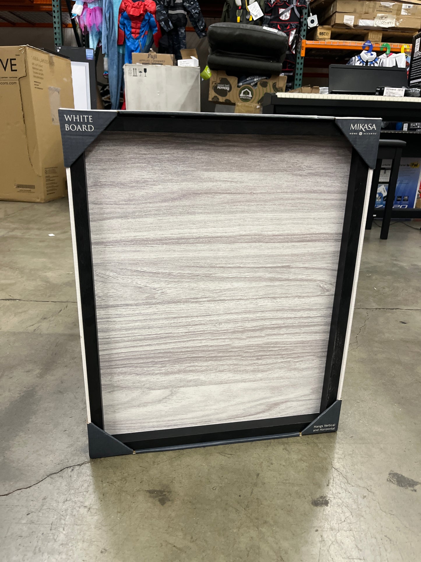 Mikasa Black Framed Wood Grain Print White Board, Includes 1 Marker - Retail $16