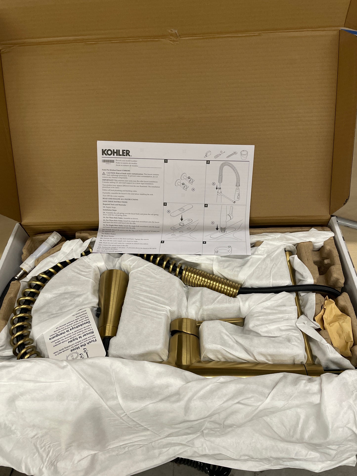 Kohler Gold Vind Semi-Professional Pull-Down Kitchen Sink Faucet