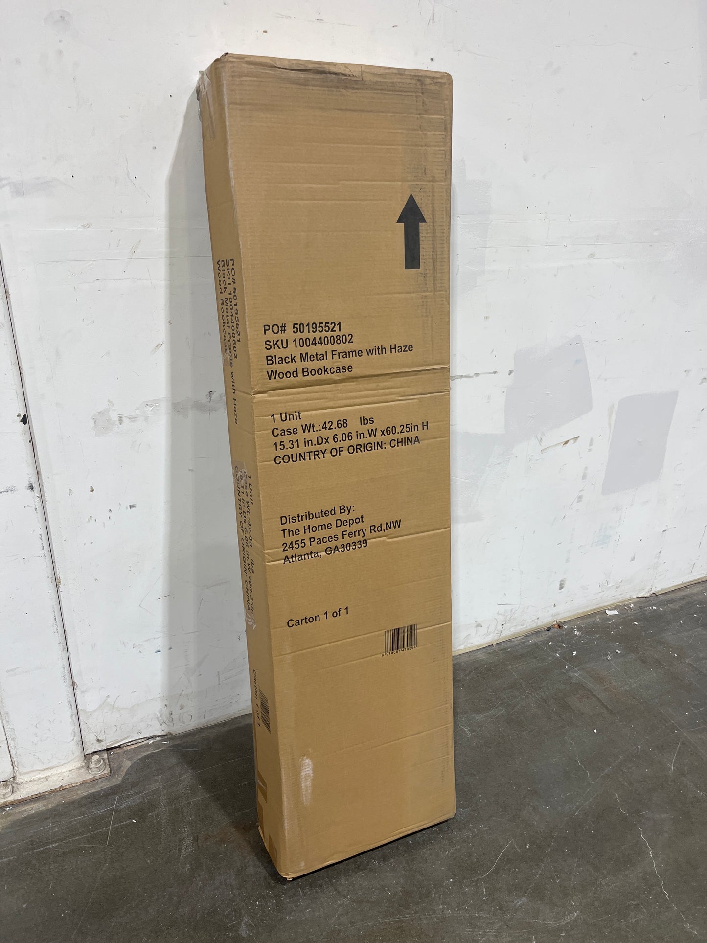 58 in. Black Metal/Haze Wood Finish 5-shelf Accent Bookcase with Open Back