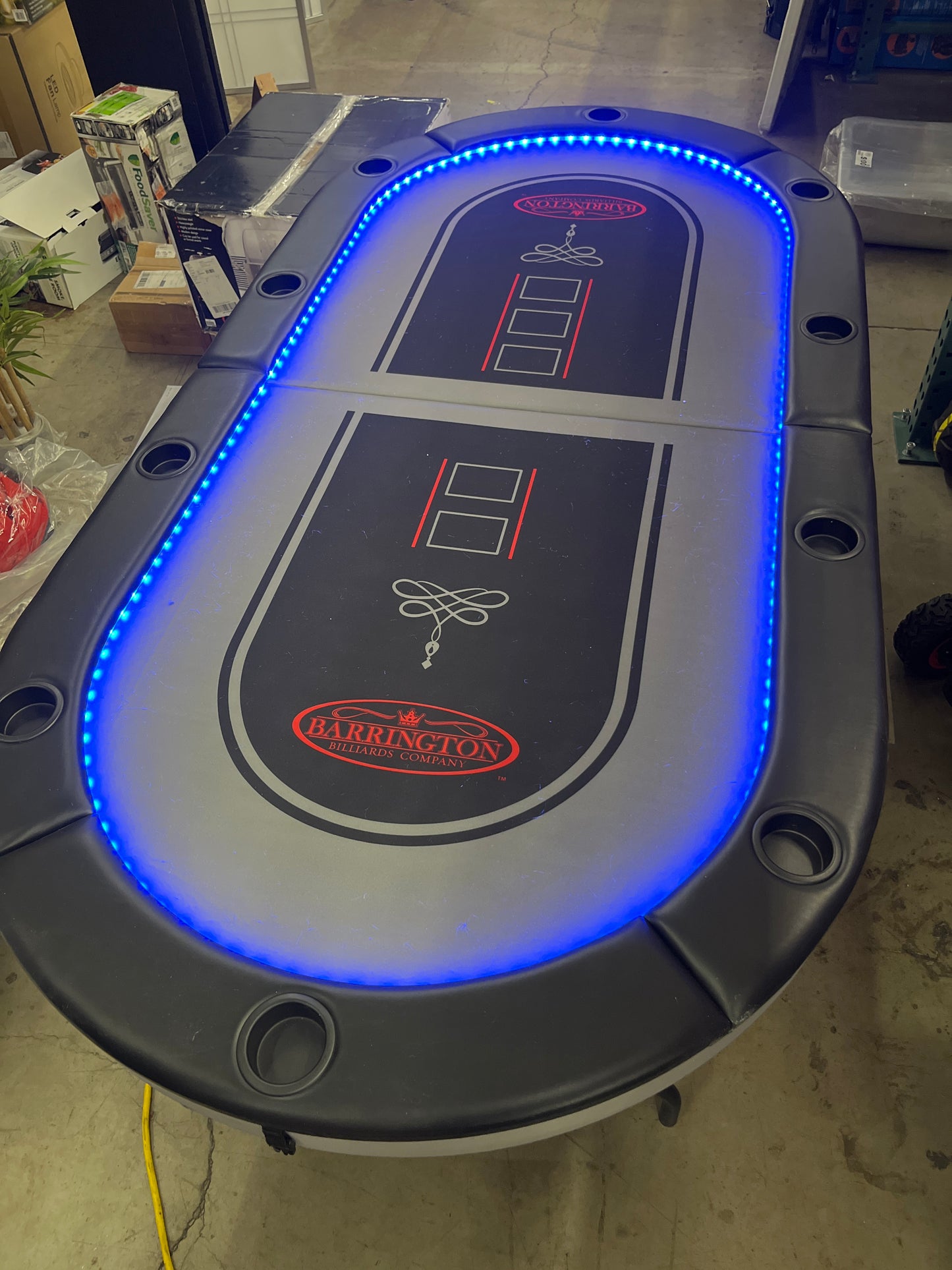 Barrington 10-player Poker Table with LED Lights - Retail $329