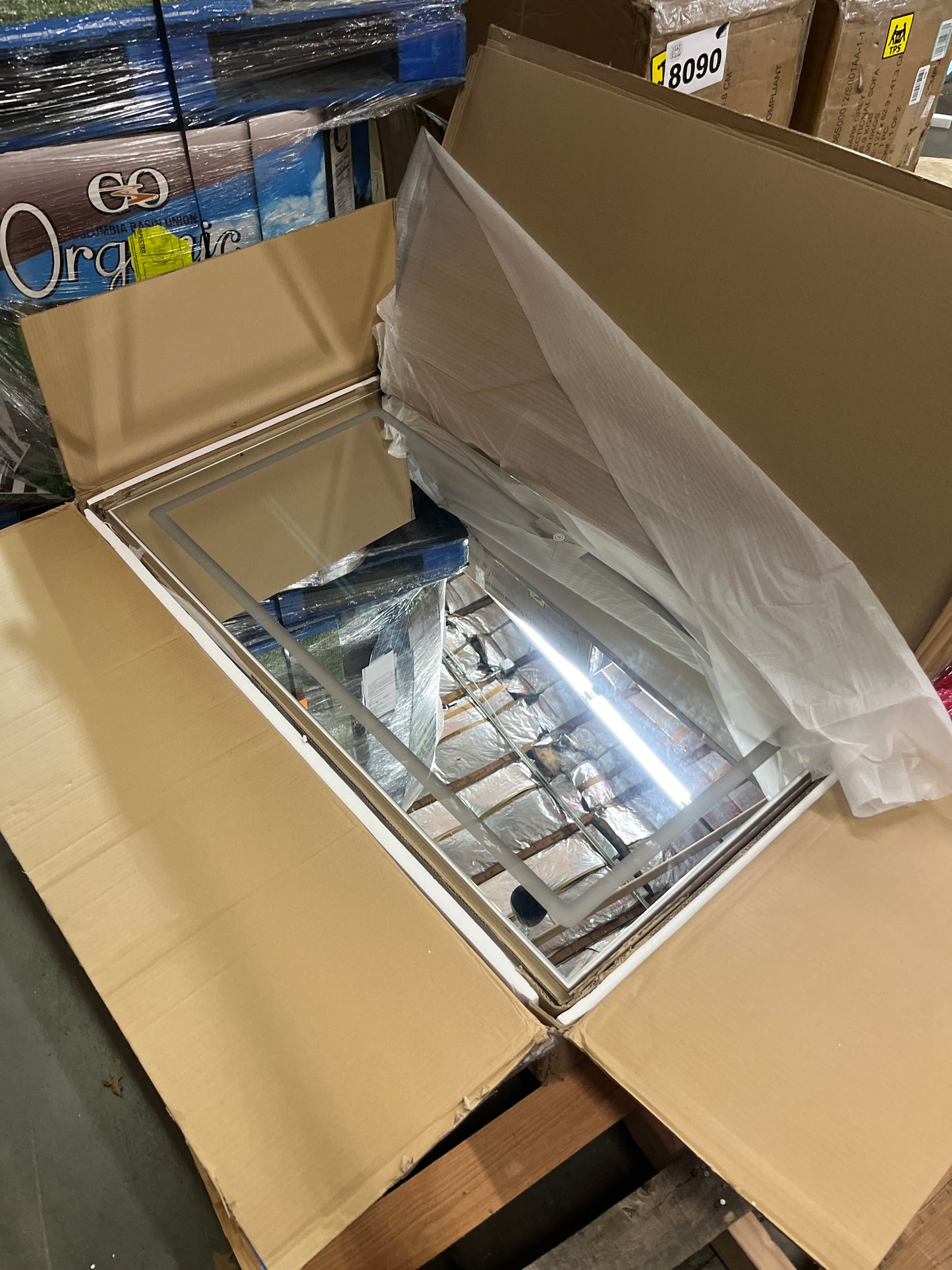 DWVO Wooden Makeup Vanity Desk Set with XL LED Mirror and Power Outlets, 11-Drawer Dressing Table with Storage Bench and Magnifying Glass for Bedroom, Pearl White - Retail $299