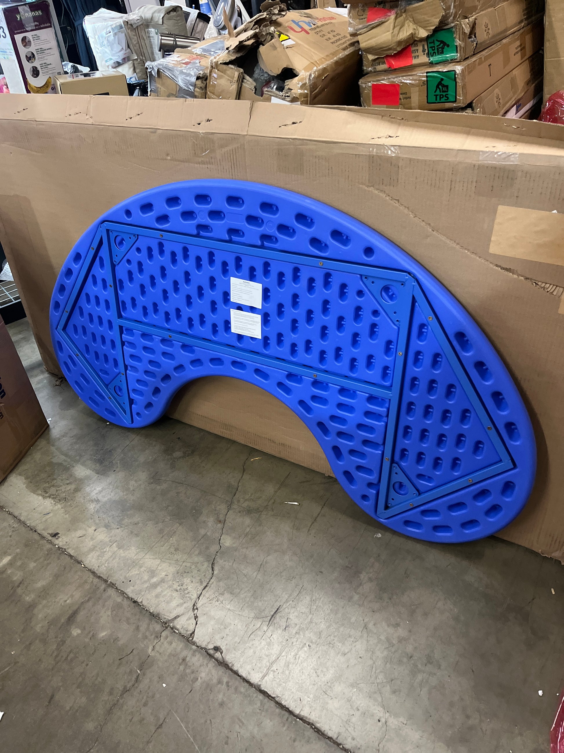 Flash Furniture 35''W x 65''L Half-Moon Blue Plastic Height Adjustable Activity Table - Retail $186