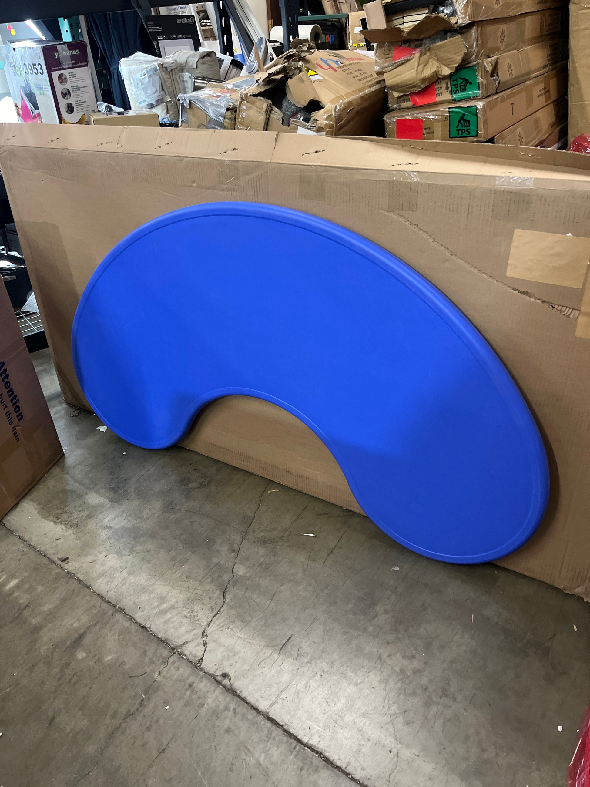 Flash Furniture 35''W x 65''L Half-Moon Blue Plastic Height Adjustable Activity Table - Retail $186