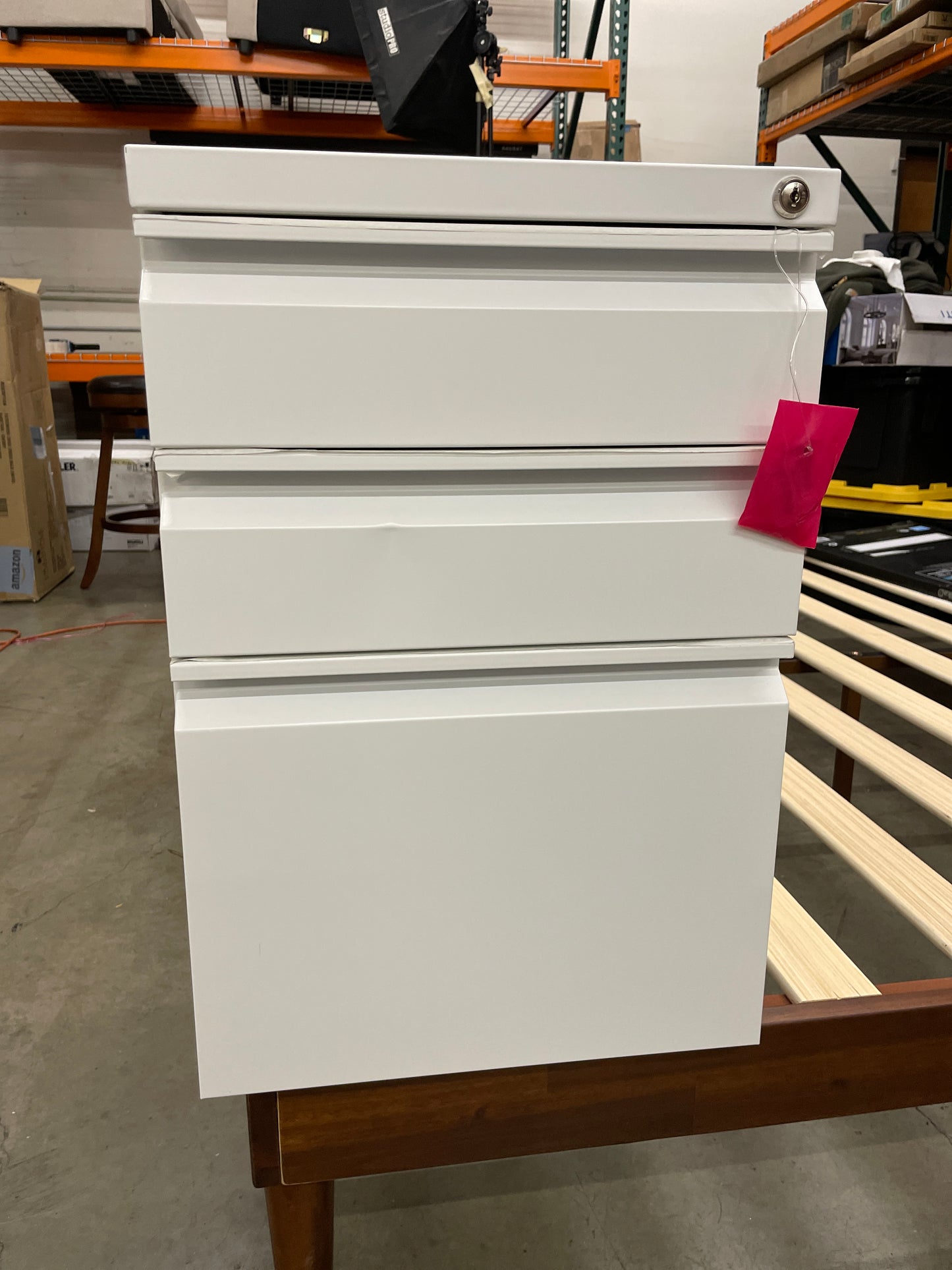 YITAHOME 3-Drawer Mobile File Cabinet with Lock, Office Storage Filing Cabinet for Legal/Letter Size, Pre-Assembled Metal File Cabinet Except Wheels Under Desk -White - Retail $142