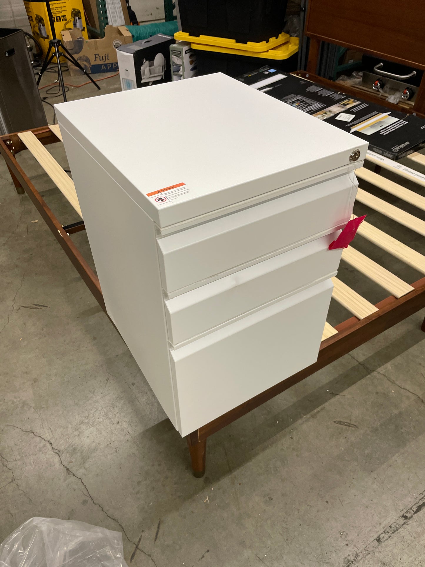 YITAHOME 3-Drawer Mobile File Cabinet with Lock, Office Storage Filing Cabinet for Legal/Letter Size, Pre-Assembled Metal File Cabinet Except Wheels Under Desk -White - Retail $142