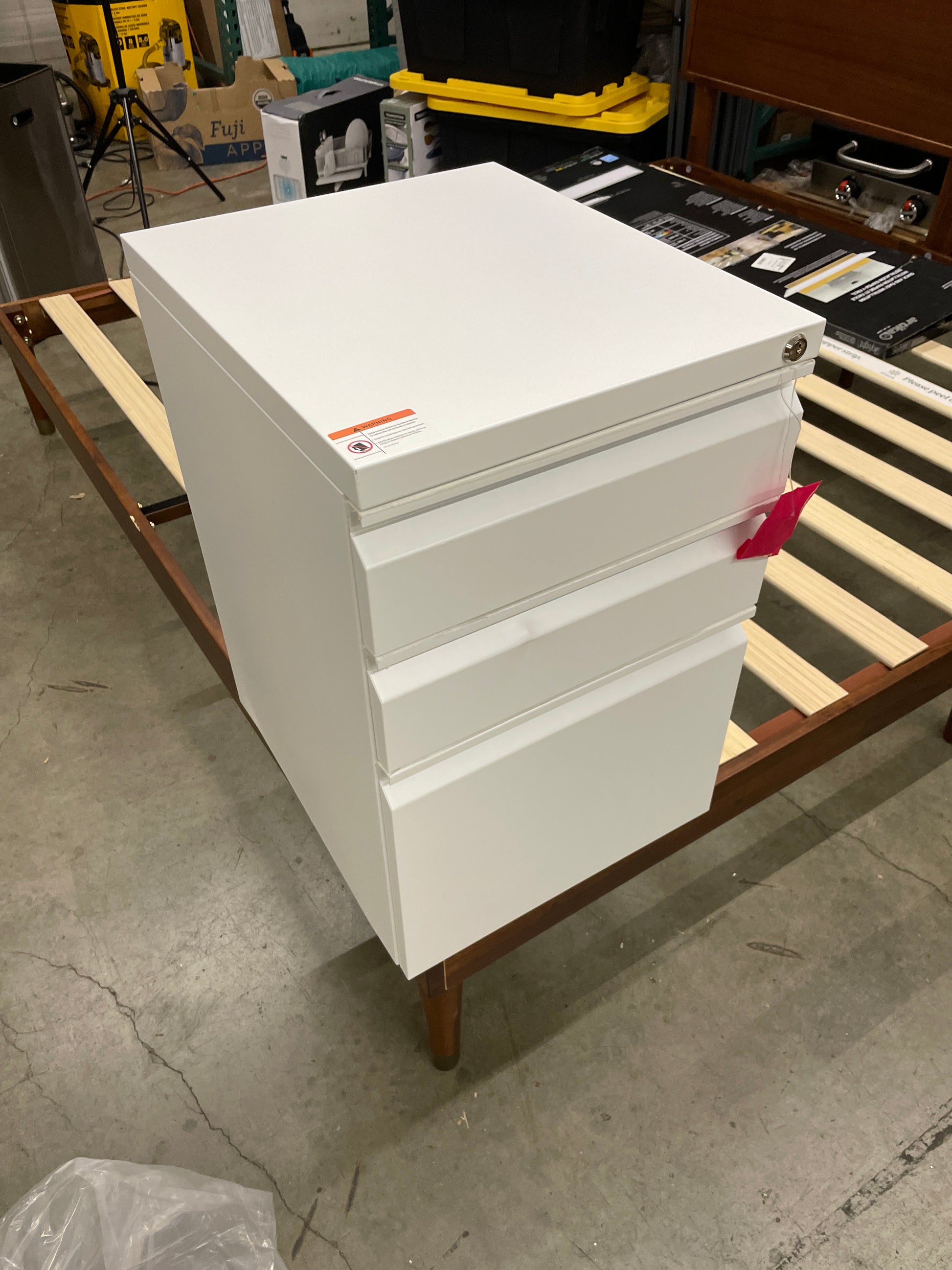 YITAHOME 3-Drawer Mobile File Cabinet with Lock, Office Storage Filing Cabinet for Legal/Letter Size, Pre-Assembled Metal File Cabinet Except Wheels Under Desk -White - Retail $142