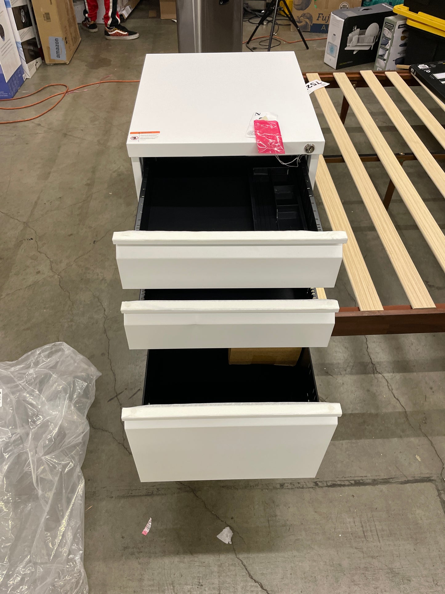 YITAHOME 3-Drawer Mobile File Cabinet with Lock, Office Storage Filing Cabinet for Legal/Letter Size, Pre-Assembled Metal File Cabinet Except Wheels Under Desk -White - Retail $142