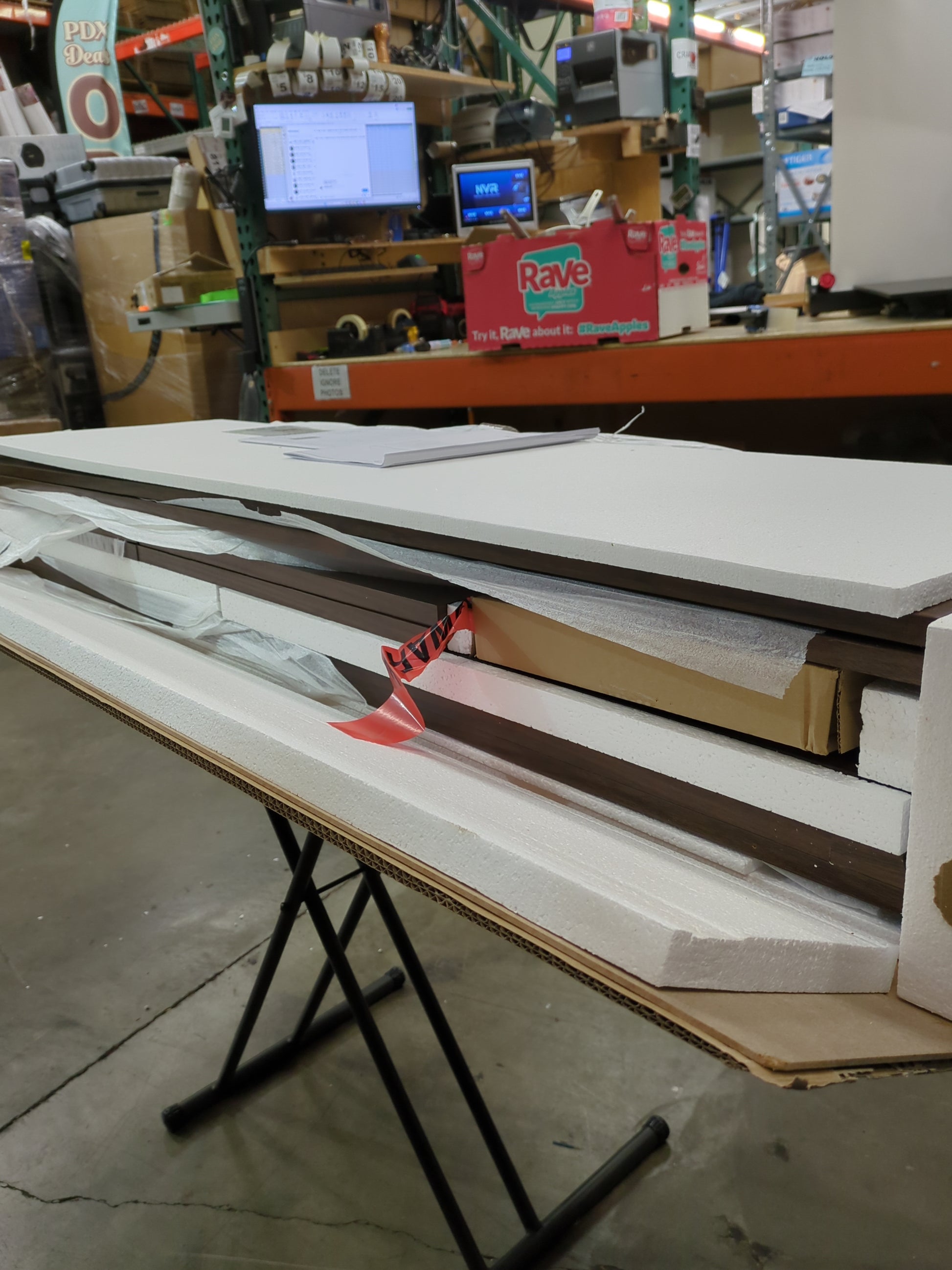 Walker Edison Classic Glass Door Universal TV Stand for TV's up to 64" Flat Screen Living Room Storage Cabinet Doors and Shelves Entertainment Center, 16"D x 58"W x 33"H, Dark Walnut - Retail $330