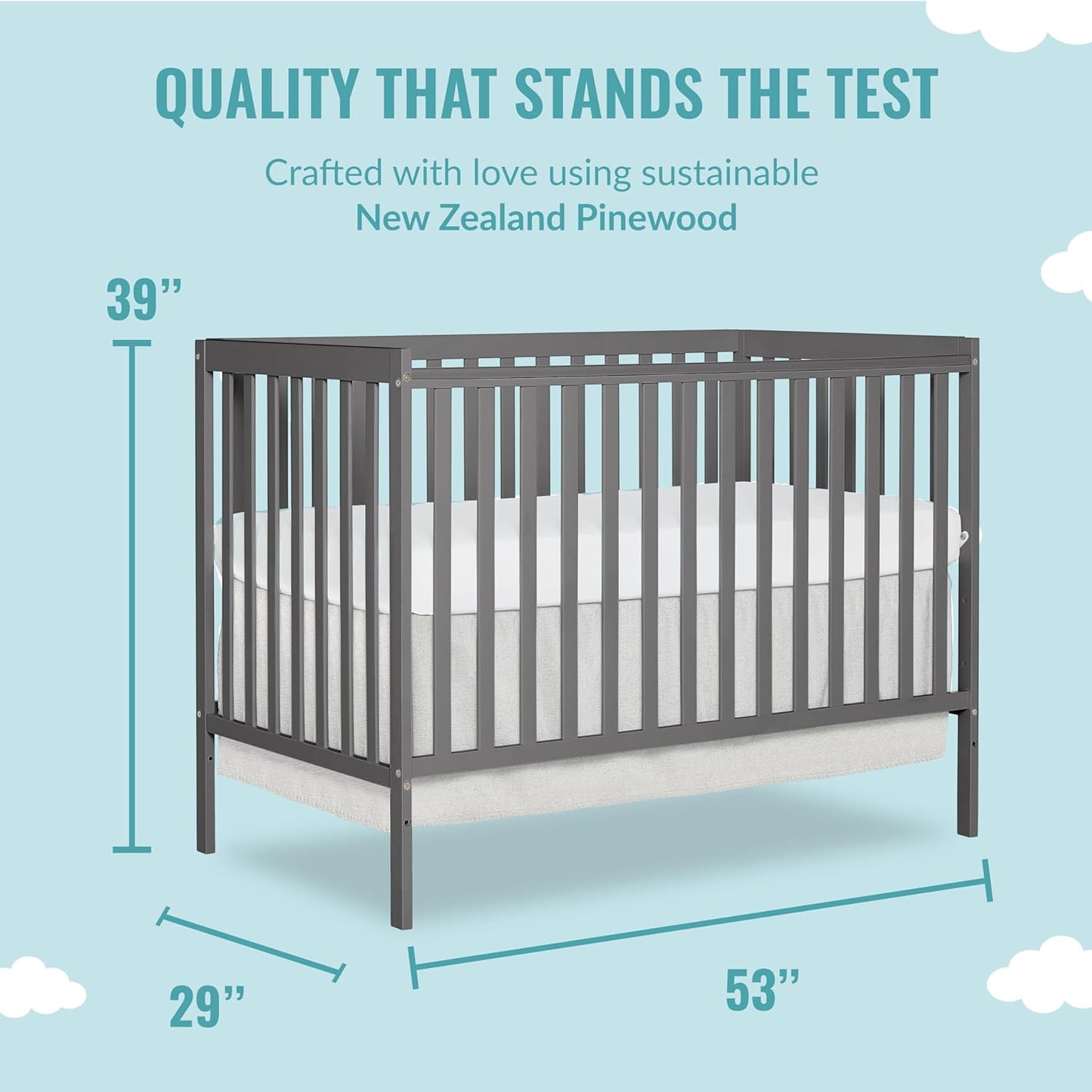 NEW w/ scuff - Dream On Me Synergy 5-in-1 Convertible Crib in Steel Grey, Greenguard Gold Certified - Retail $180