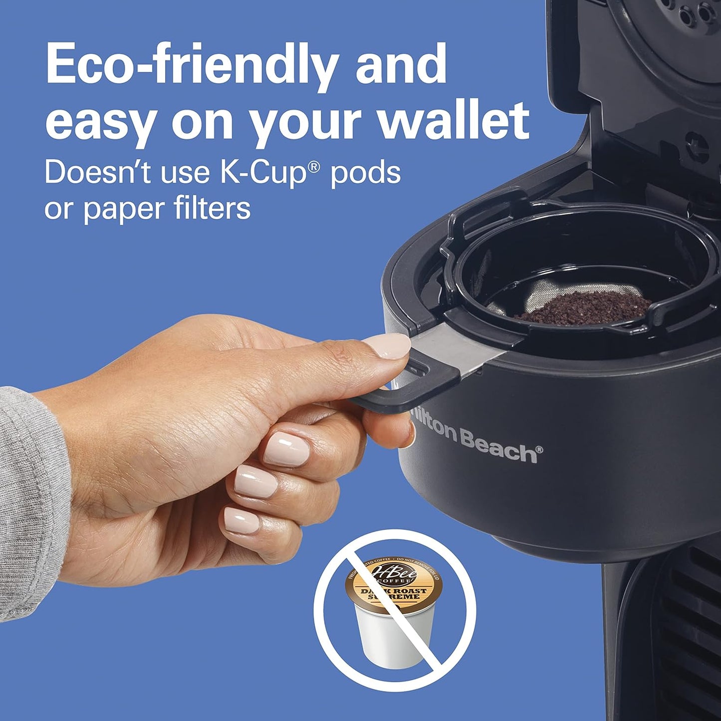 Hamilton Beach The Scoop Single Serve Coffee Maker & Fast Grounds Brewer for 8-14oz. Cups, Brews in Minutes, Black (47620), Next Gen - Retail $39