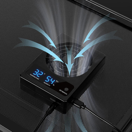 Reptile Terrarium Thermometer Hygrometer with Dehumidifier Ventilation Fan for Pet Rearing Box Reptile Tank LED Digital Thermometer and Humidity Gauge for Snake Bearded Dragon Gecko