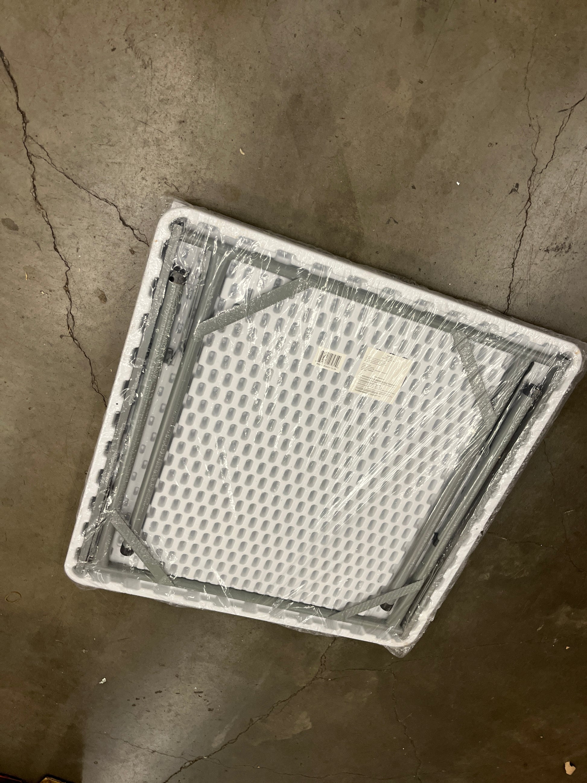 Flash Furniture Elon 2.85' Square Plastic Folding Event Table for Indoor/Outdoor Events, Portable Banquet Table with Locking Legs, White - Retail $65