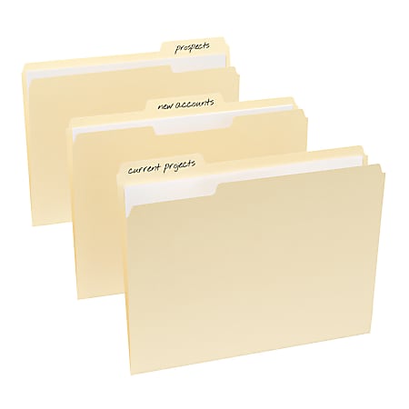 Office Depot® Brand File Folders, 1/3 Cut, Letter Size, 30% Recycled, Manila, Pack Of 100 Folders - Retail $17