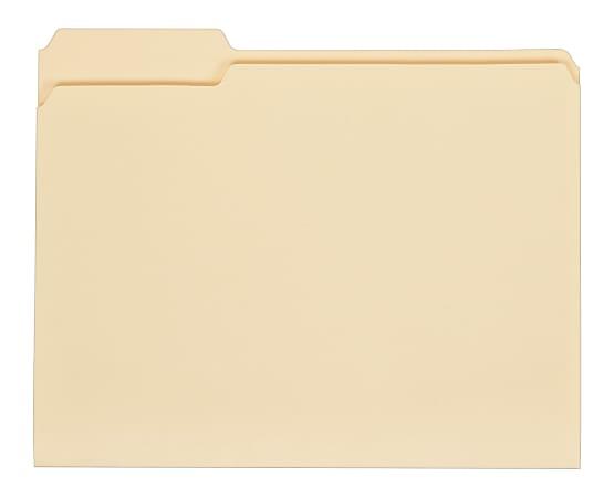 Office Depot® Brand File Folders, 1/3 Cut, Letter Size, 30% Recycled, Manila, Pack Of 100 Folders - Retail $17